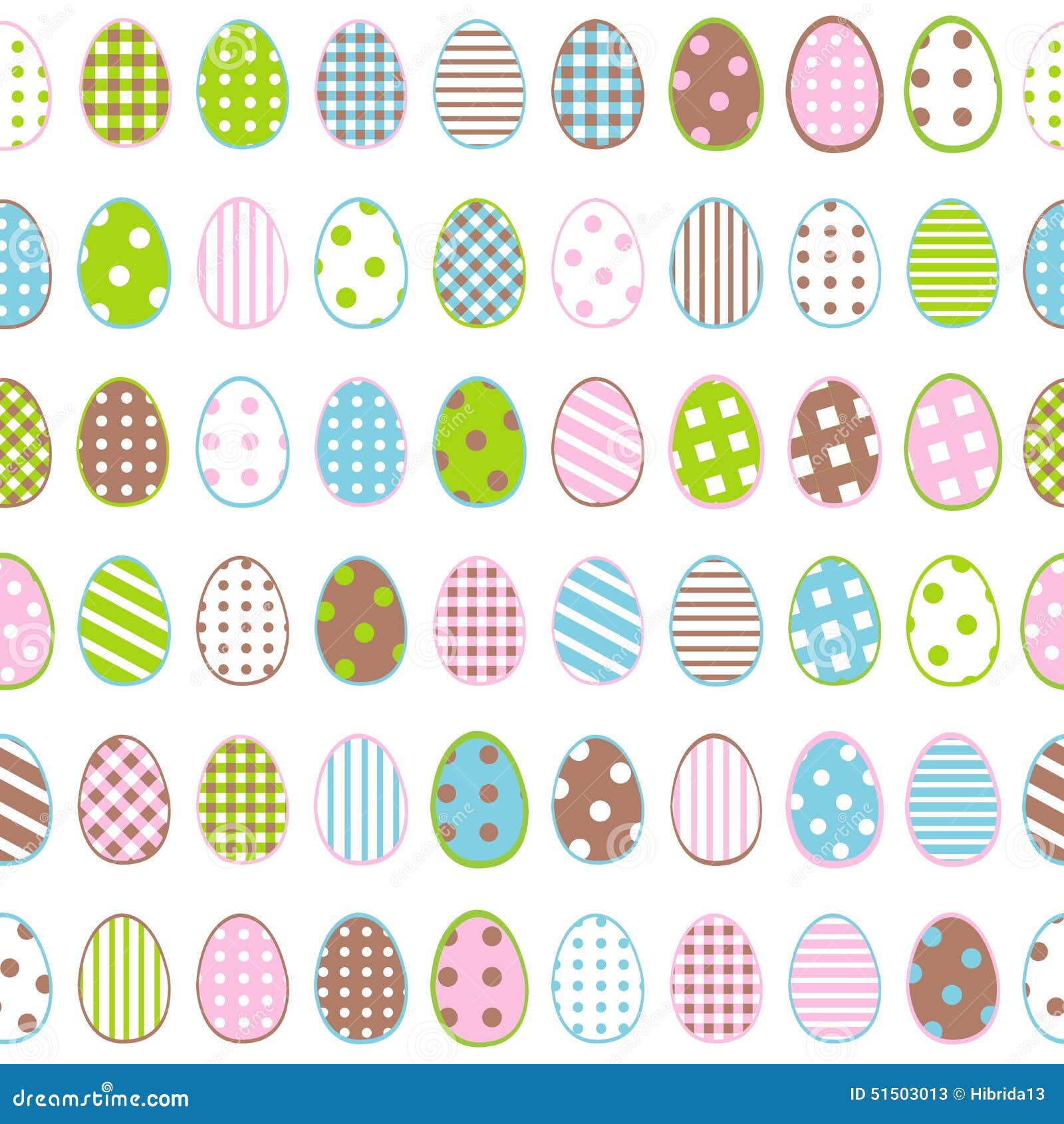 Easter Wrapping Paper with Patterned Eggs on White Background