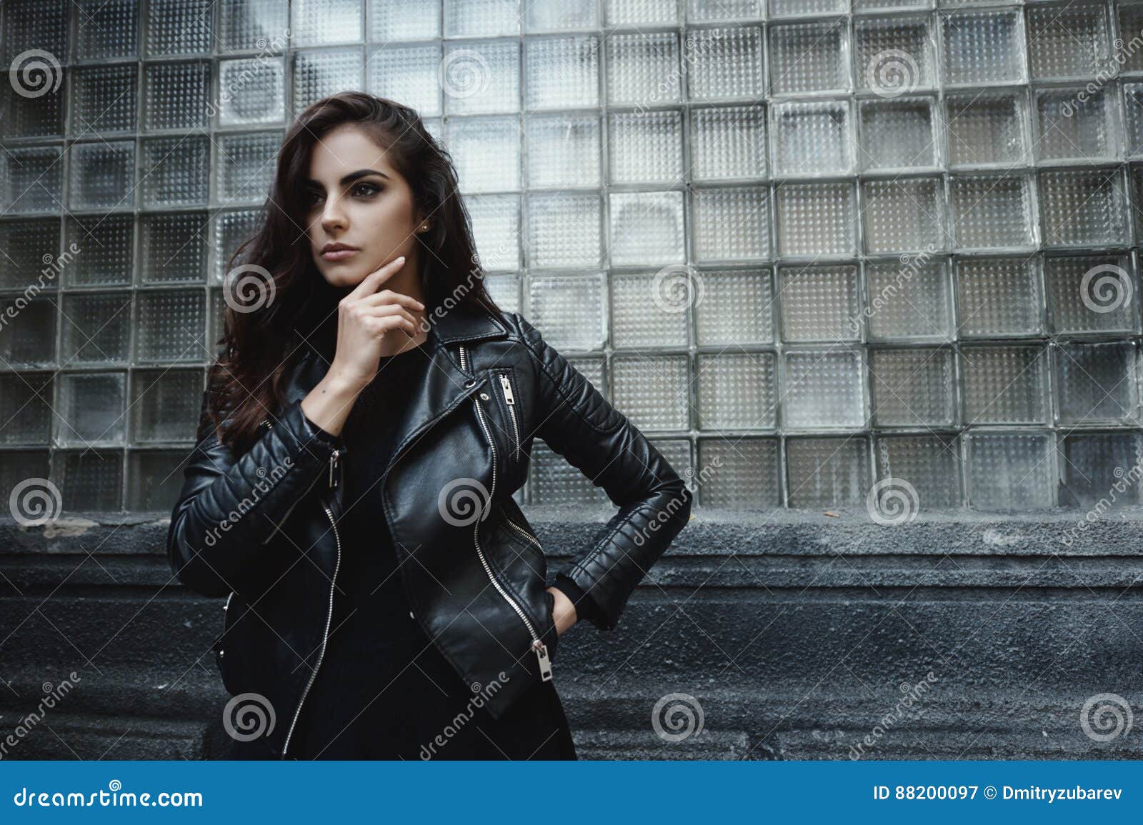 Woman in Leather Jacket Posing by Tree · Free Stock Photo
