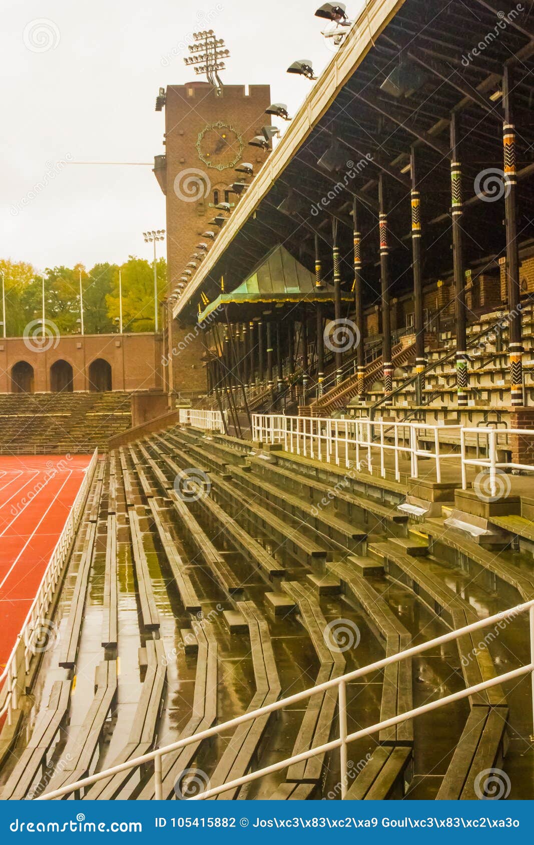 stockholm olympic stadium: the eastern bench, the royal tribune and the tower