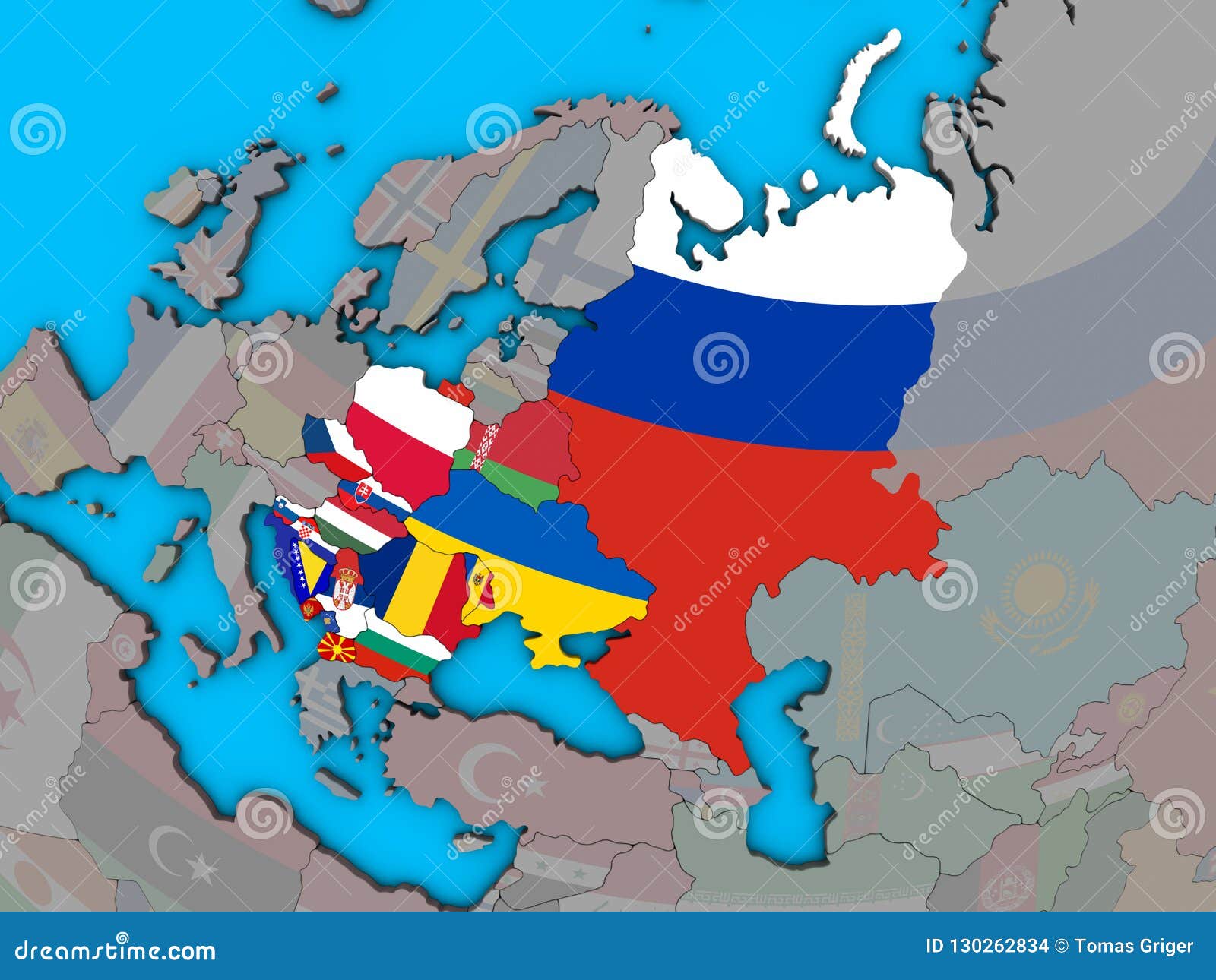 Eastern Europe With Flags On 3d Map Stock Illustration Illustration Of Symbol Globe