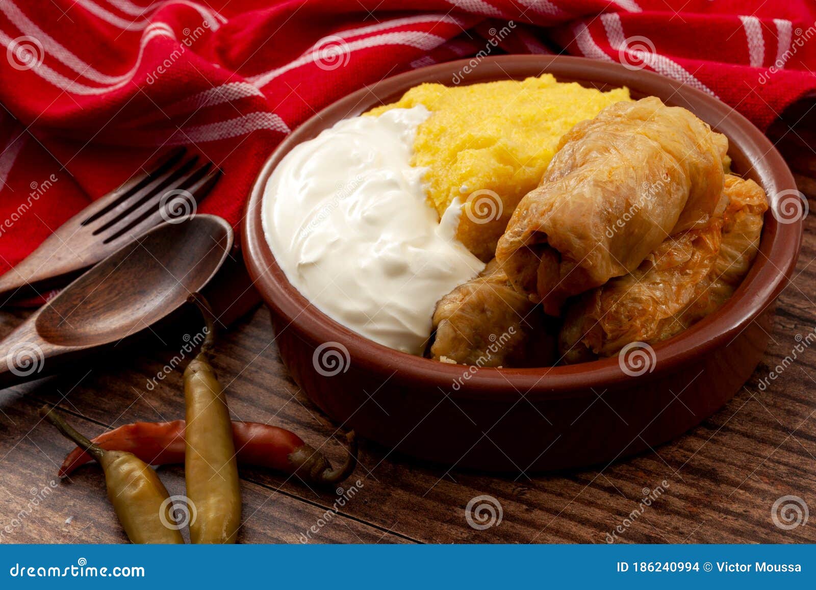 eastern european recipes and traditional cuisine concept with cabbage rolls serbian: sarma or romanian: sarmale stuffed with