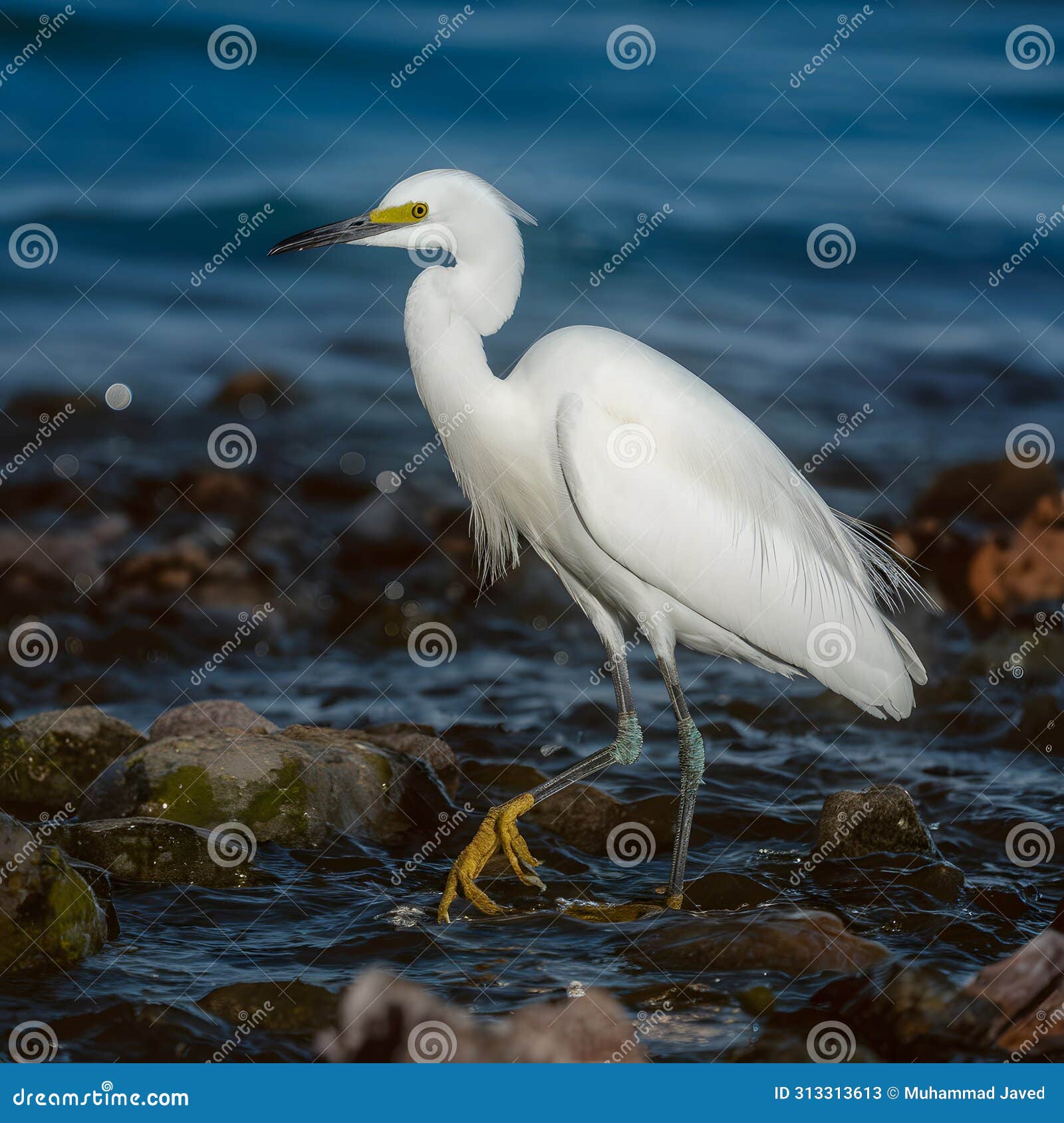 eastern reef egret, coastal bird species amidst oceanic surroundings