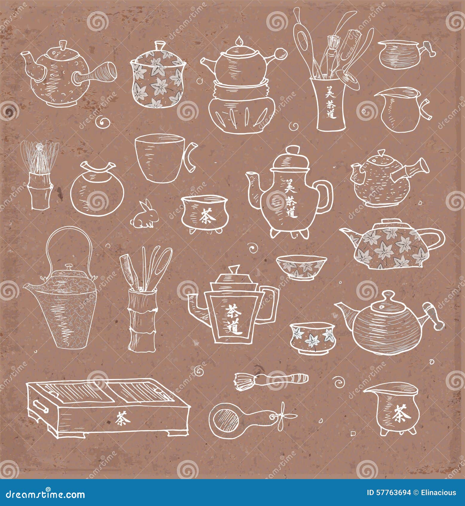 Eastern Tea Ceremony Objects. Stock Vector Illustration of herbal