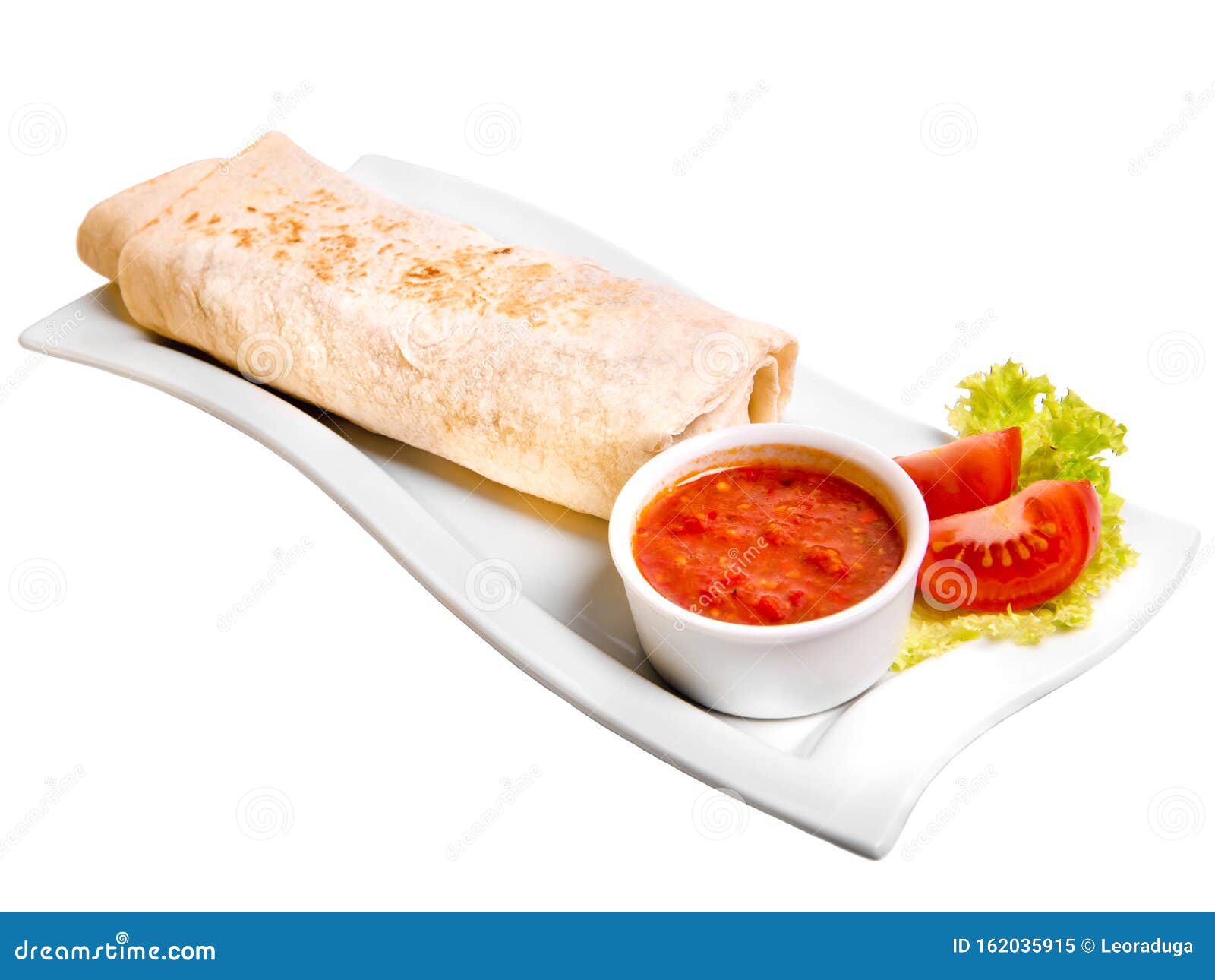 Eastern Traditional Shawarma Plate with Sauce. Stock Image Image of