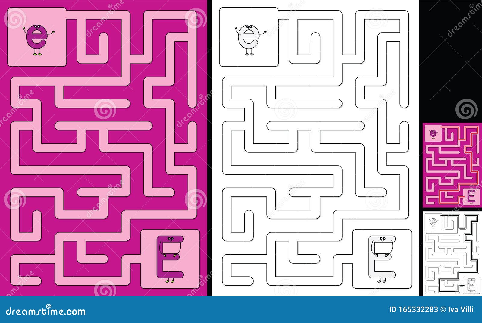 Easy Alphabet Maze - Letter E Stock Vector - Illustration of contour