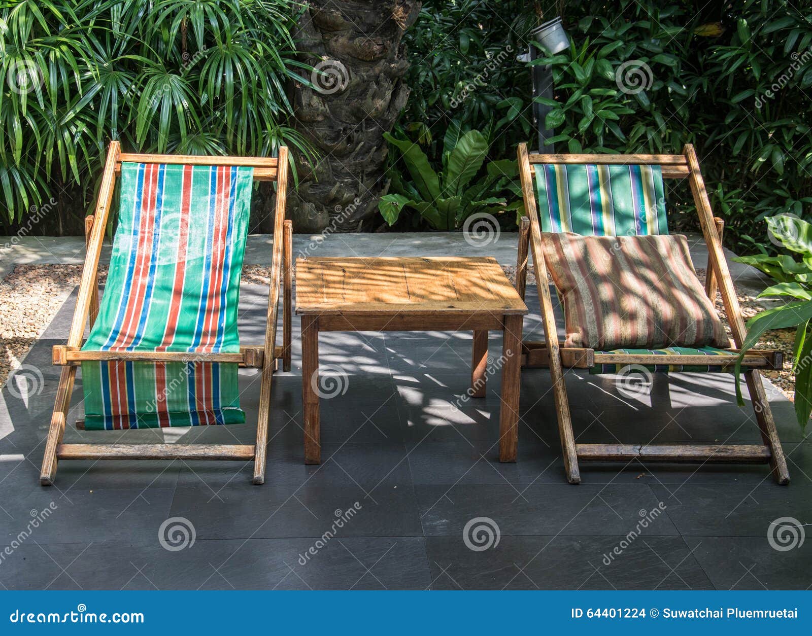 Easy chairs in garden stock photo. Image of green, recreation 64401224