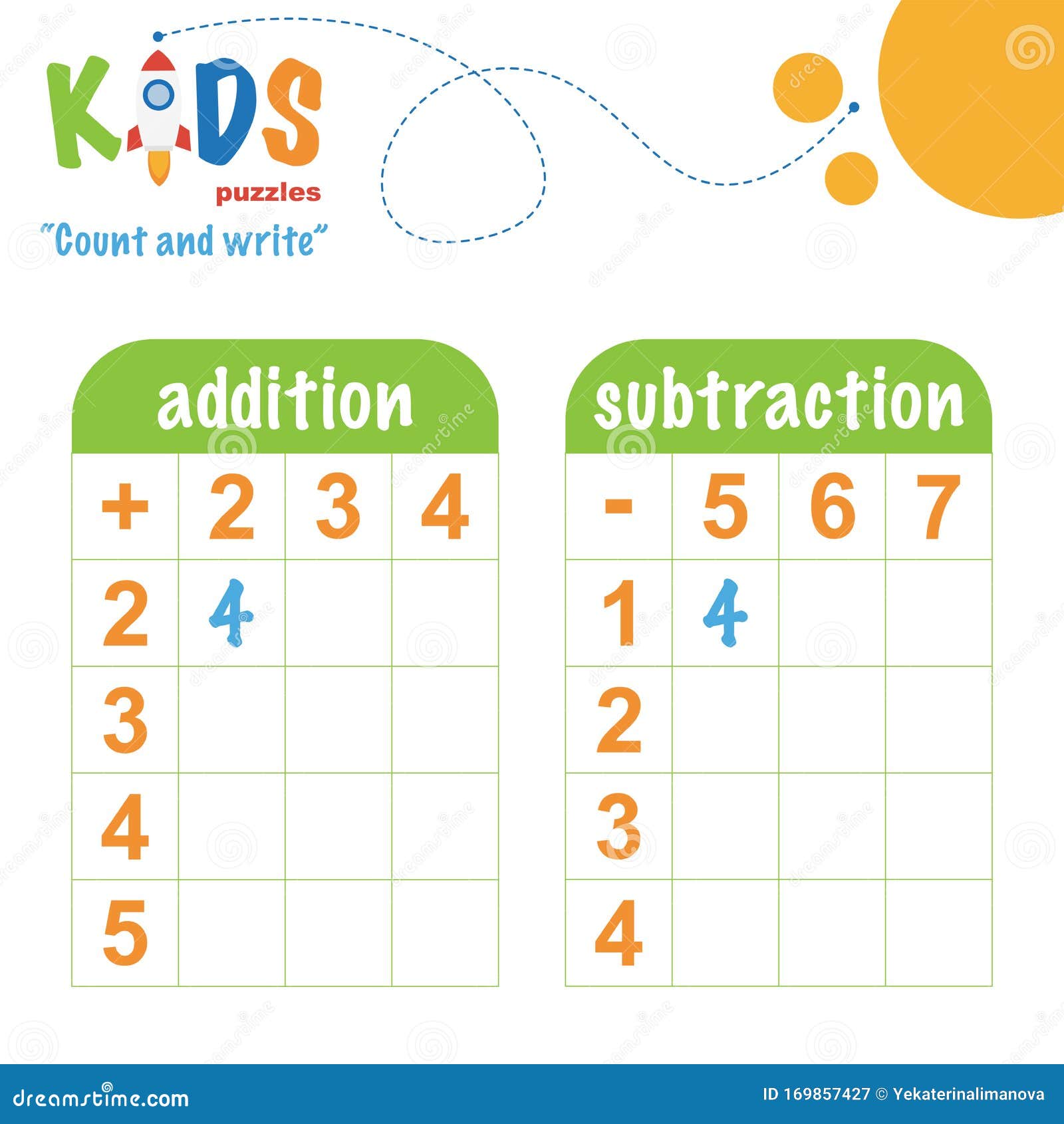 Easy Colorful Math Count And Write Worksheet Practice