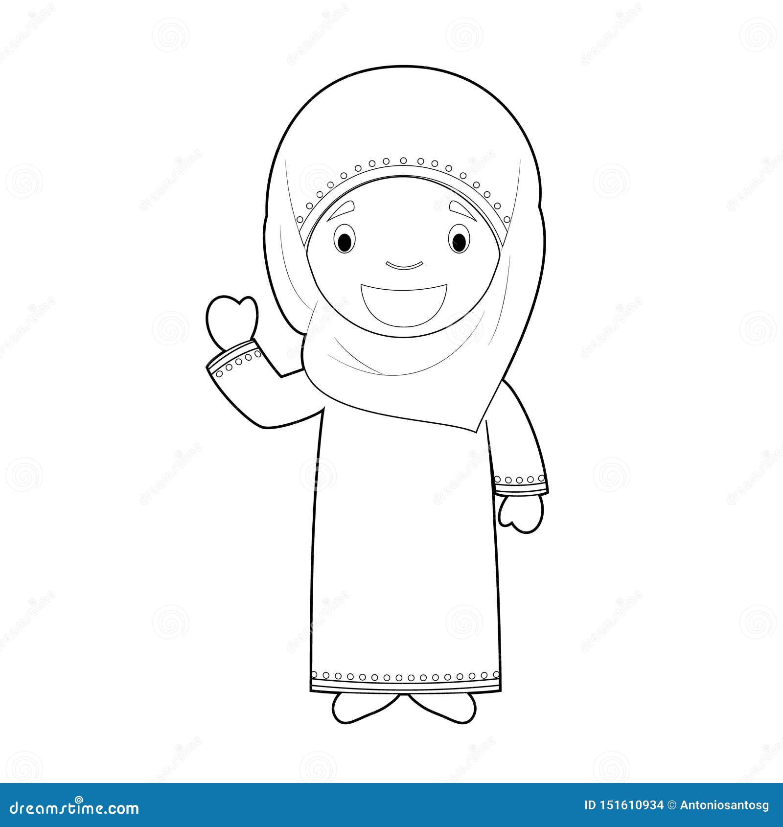 Download Easy Coloring Cartoon Character From Qatar Dressed In The Traditional Way Vector Illustration Stock Vector Illustration Of Hiyab Drawing 151610934