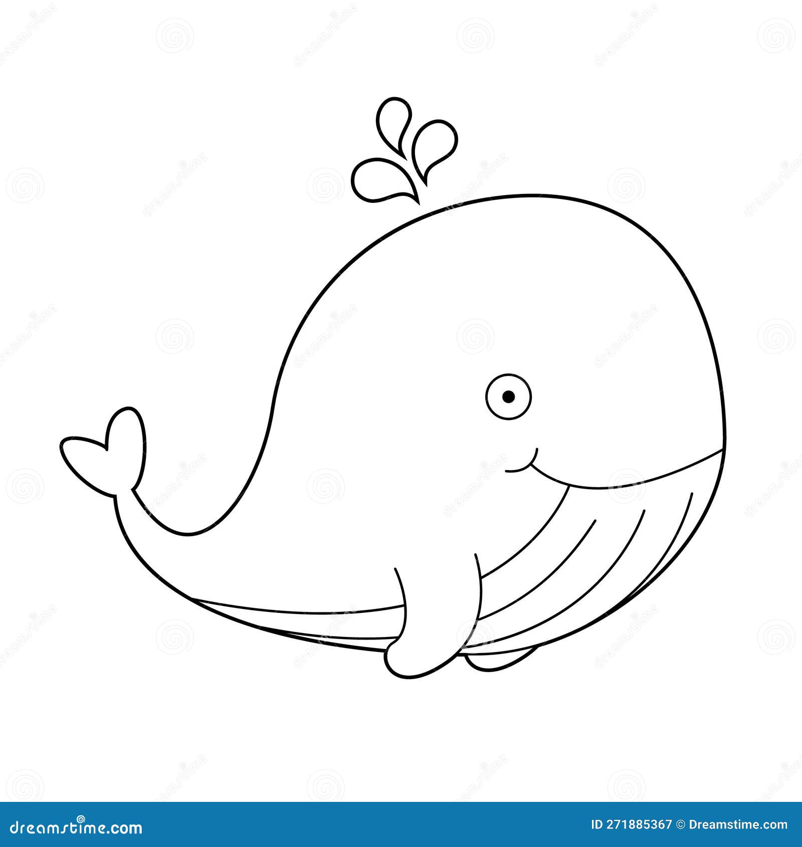 Easy Coloring Cartoon Vector Illustration of a Whale Stock Vector ...