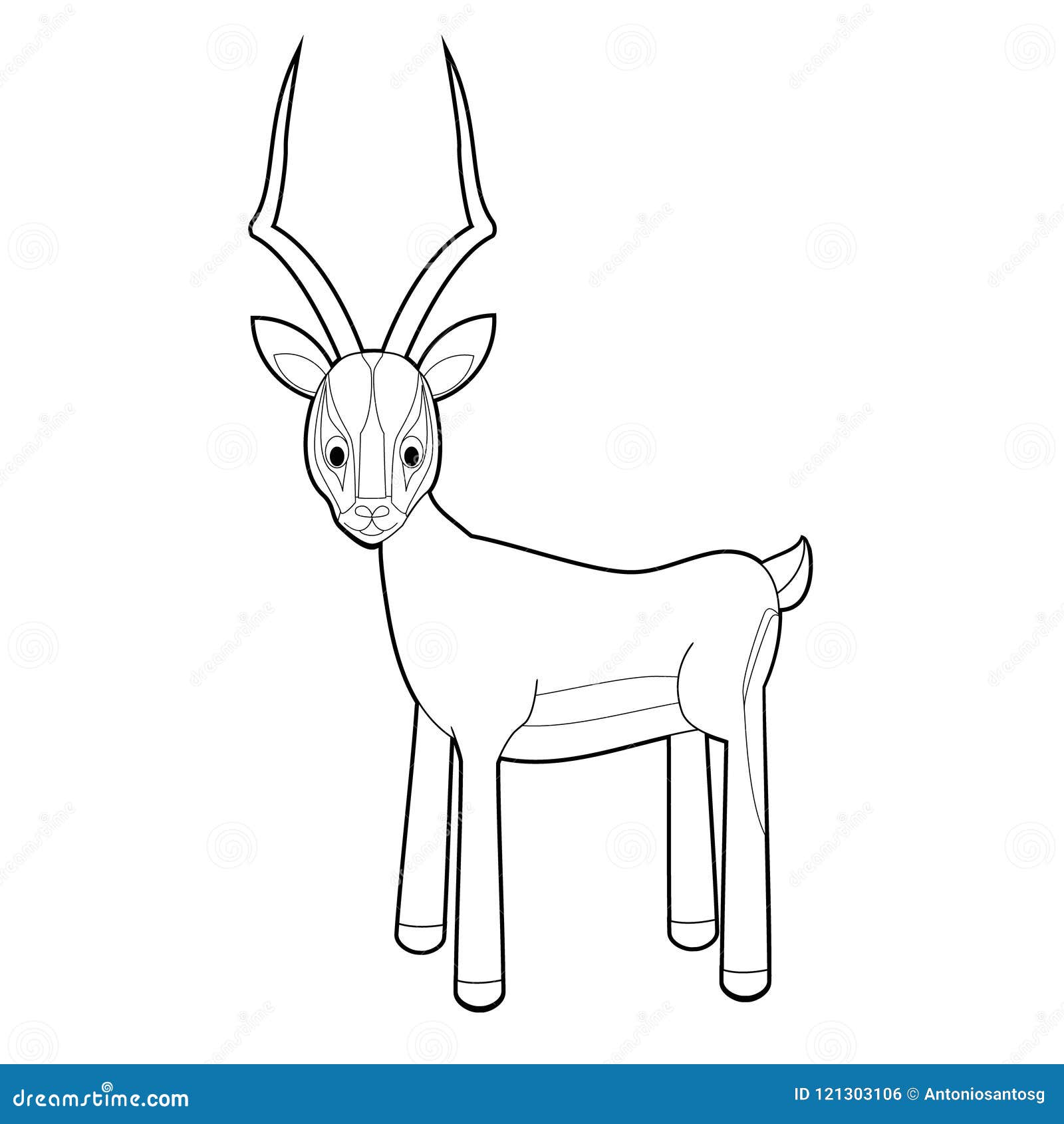 Easy Coloring Animals For Kids Impala Stock Vector