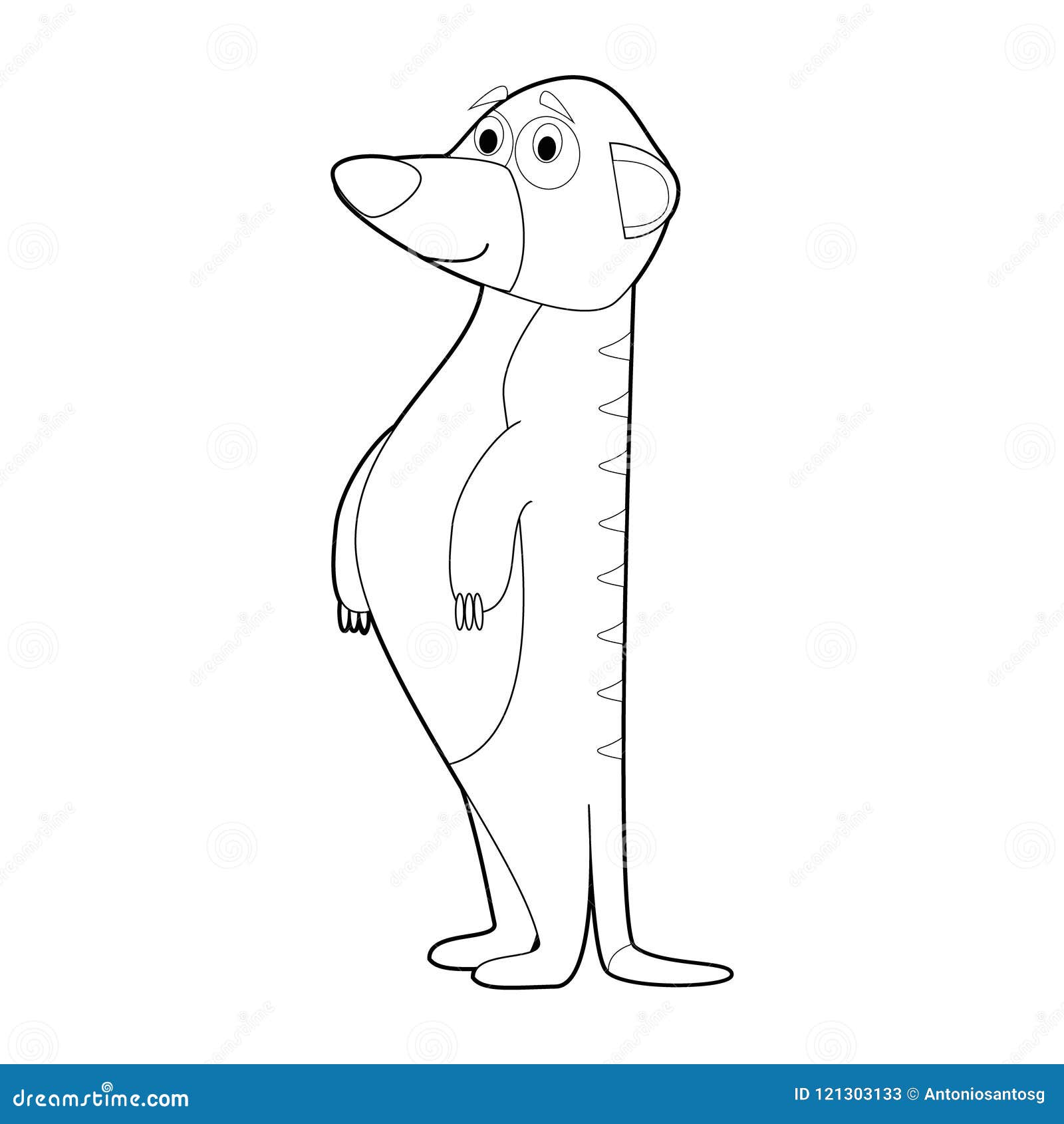 Easy Coloring Animals for Kids: Meerkat Stock Vector - Illustration of