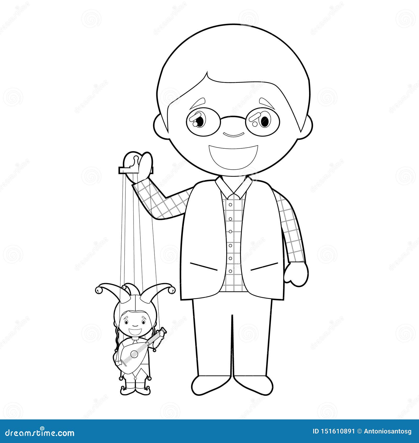 Puppet and puppeteer sketch Royalty Free Vector Image