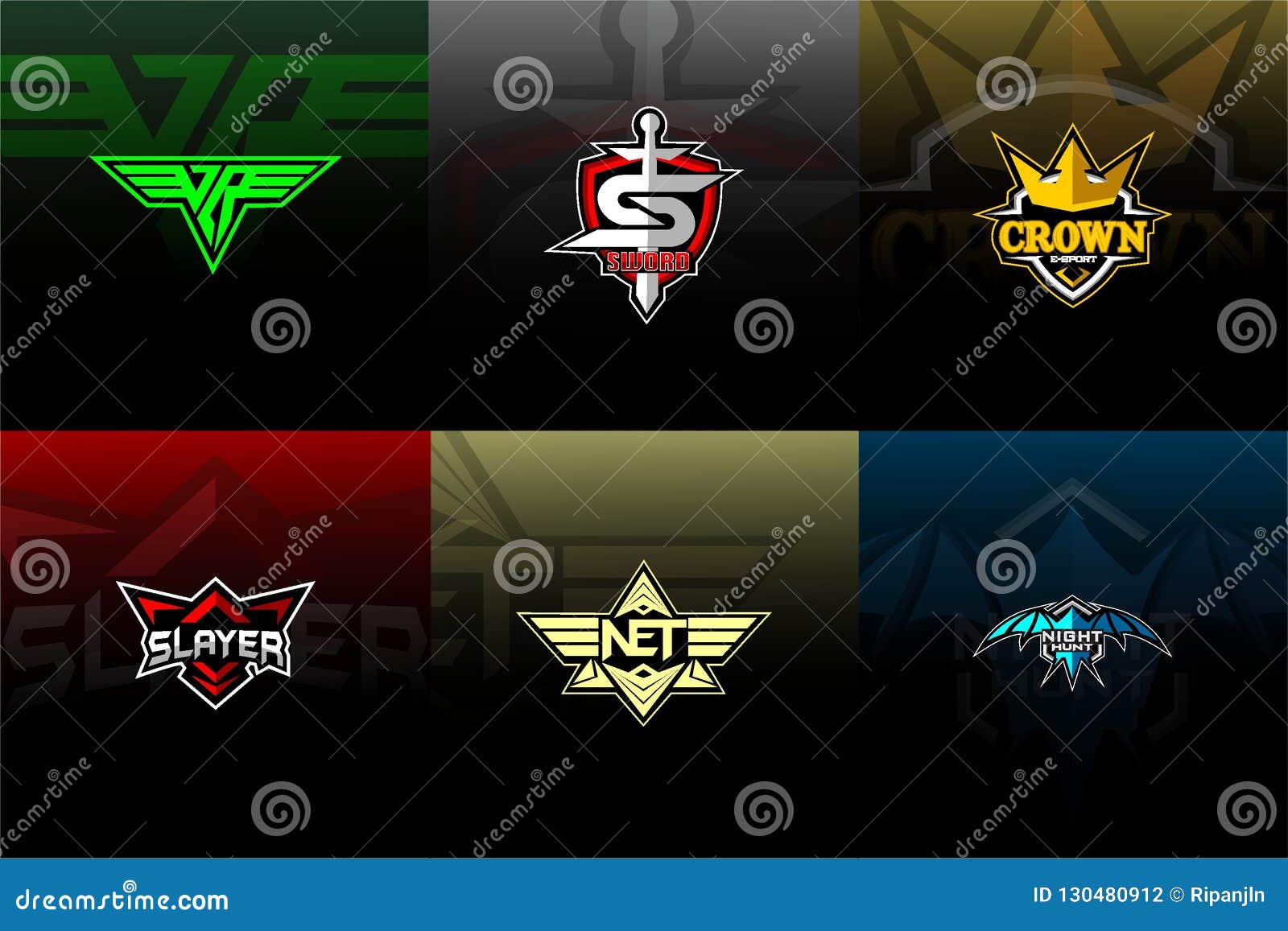 set esport/sport logo with background