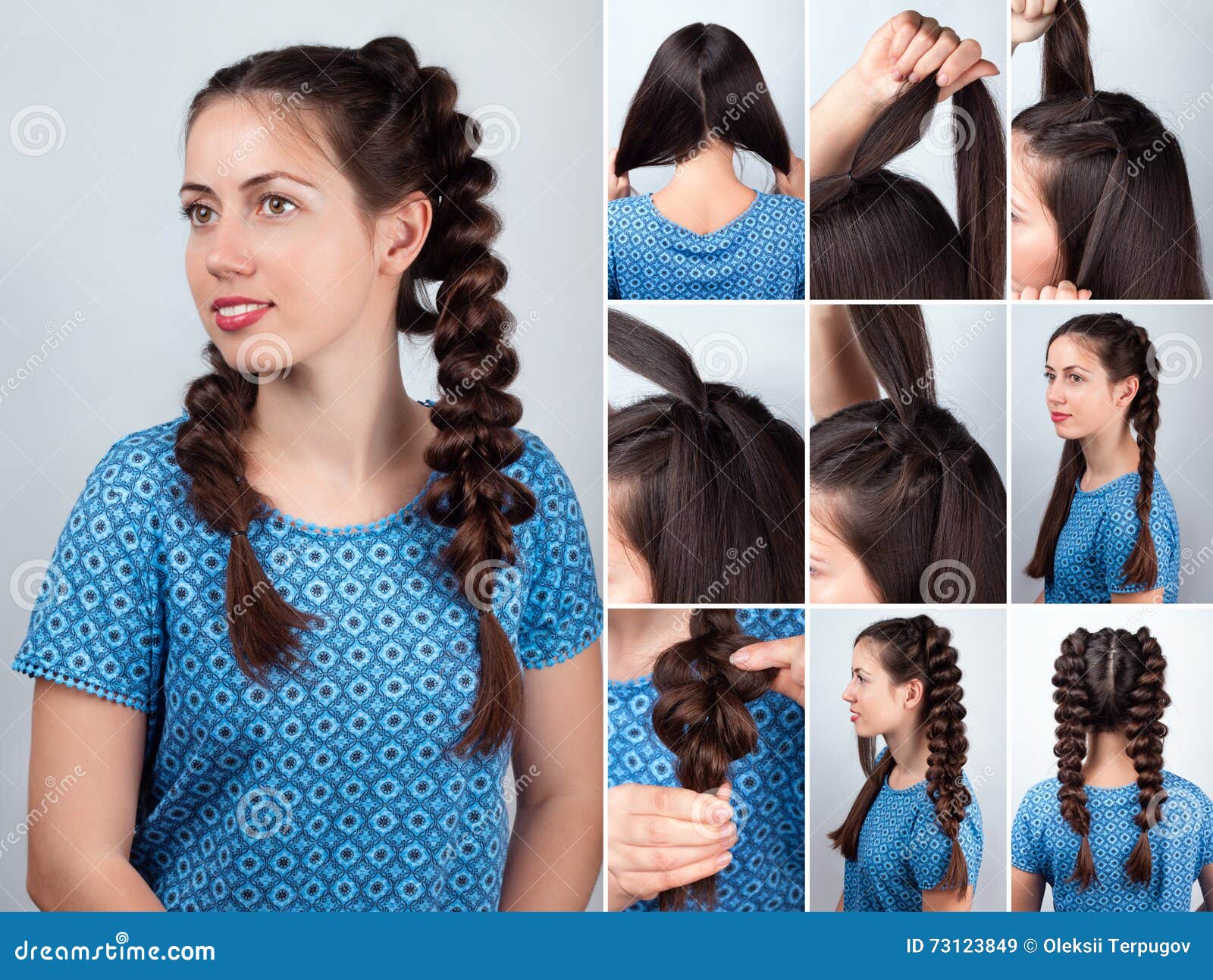 Easy Hairstyle Braids For Long Hair Tutorial Stock Image