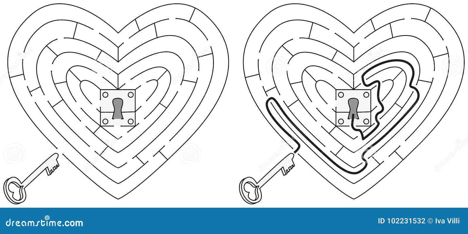 Easy heart maze stock vector. Illustration of maze, outlined 102231532