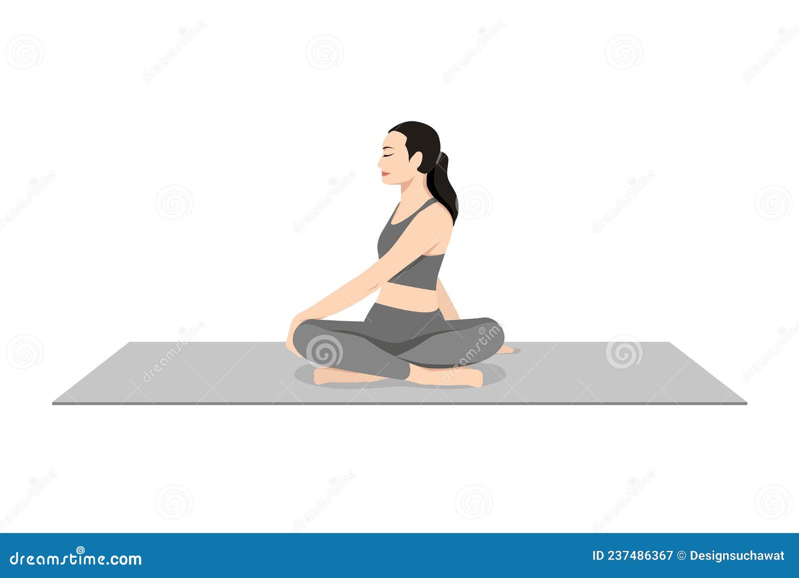 Seated twist pose yoga workout outline. Healthy lifestyle vector  illustration Stock Vector | Adobe Stock