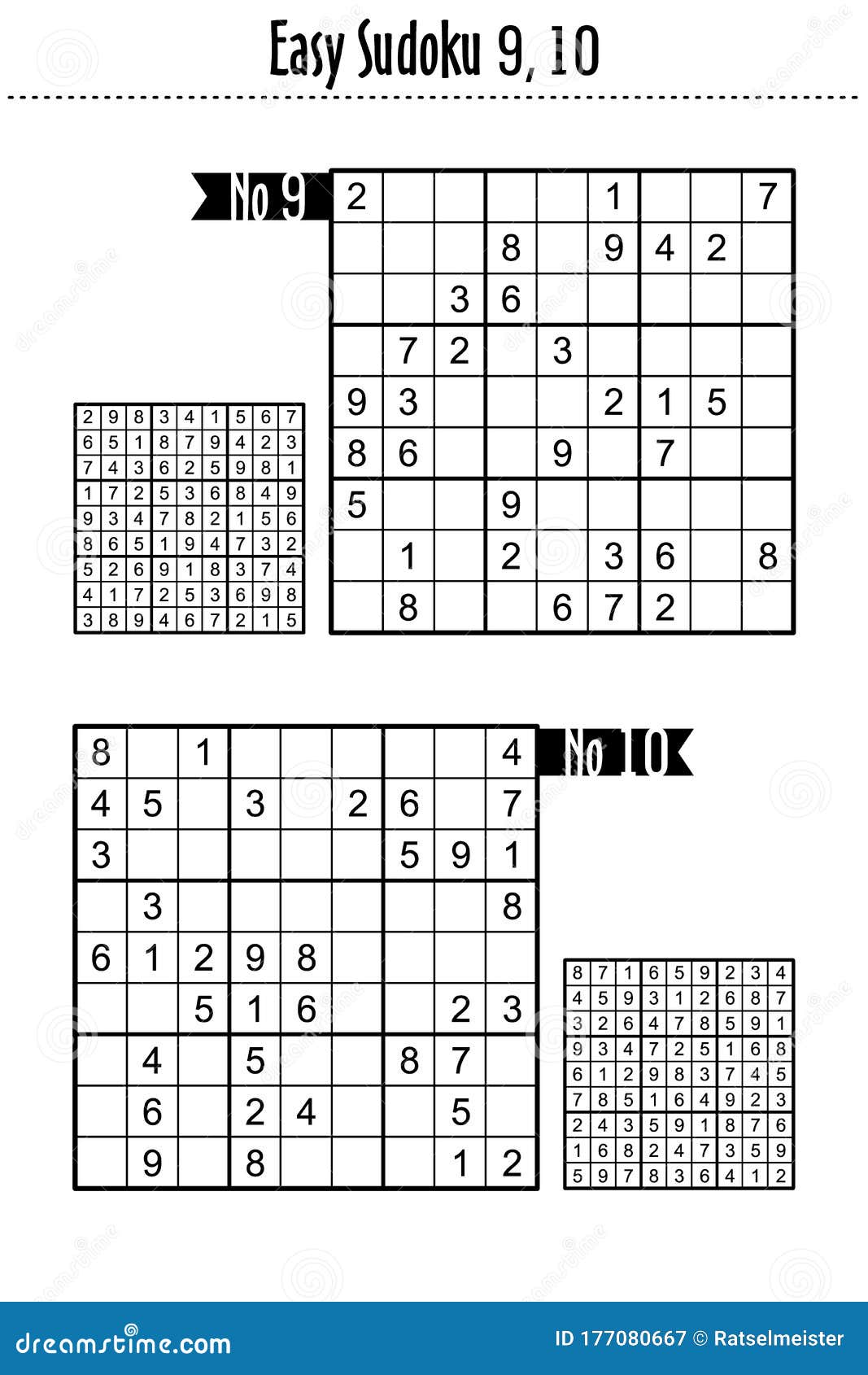 easy level sudoku puzzles 9 10 stock vector illustration of collection printable 177080667