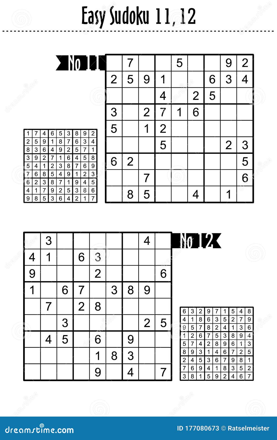 Privilegio preferir folleto Easy Level Sudoku Puzzles 11, 12 Stock Vector - Illustration of abstract,  includedn: 177080673