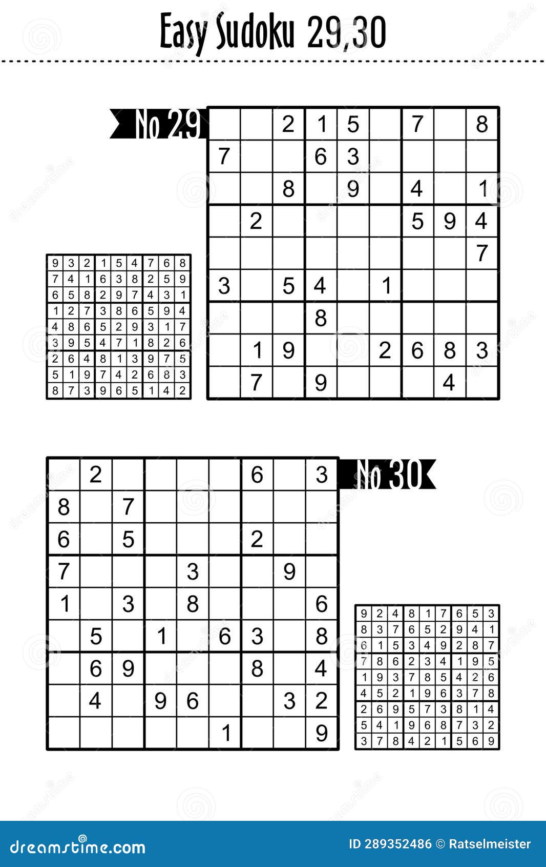 easy sudoku puzzles 29, 30, suitable for kids, beginners, or just for relax.