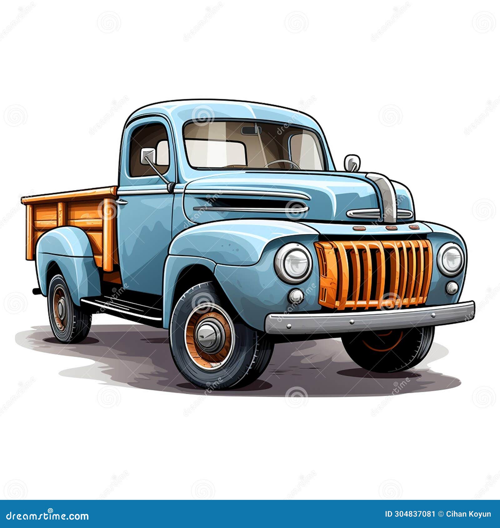 Dump truck driving along road simple drawing Vector Image