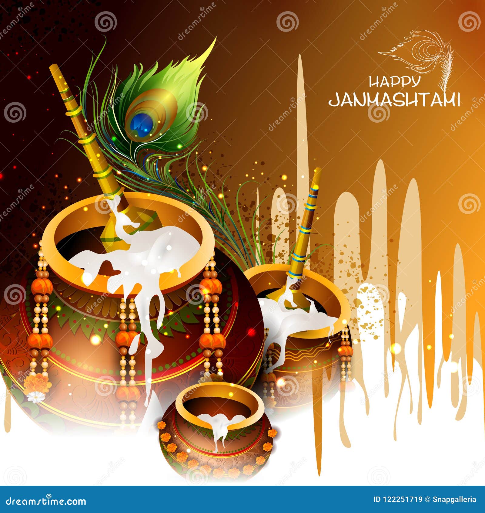 Happy Krishna Janmashtami Greeting Background Stock Vector - Illustration  of editable, holy: 122251719