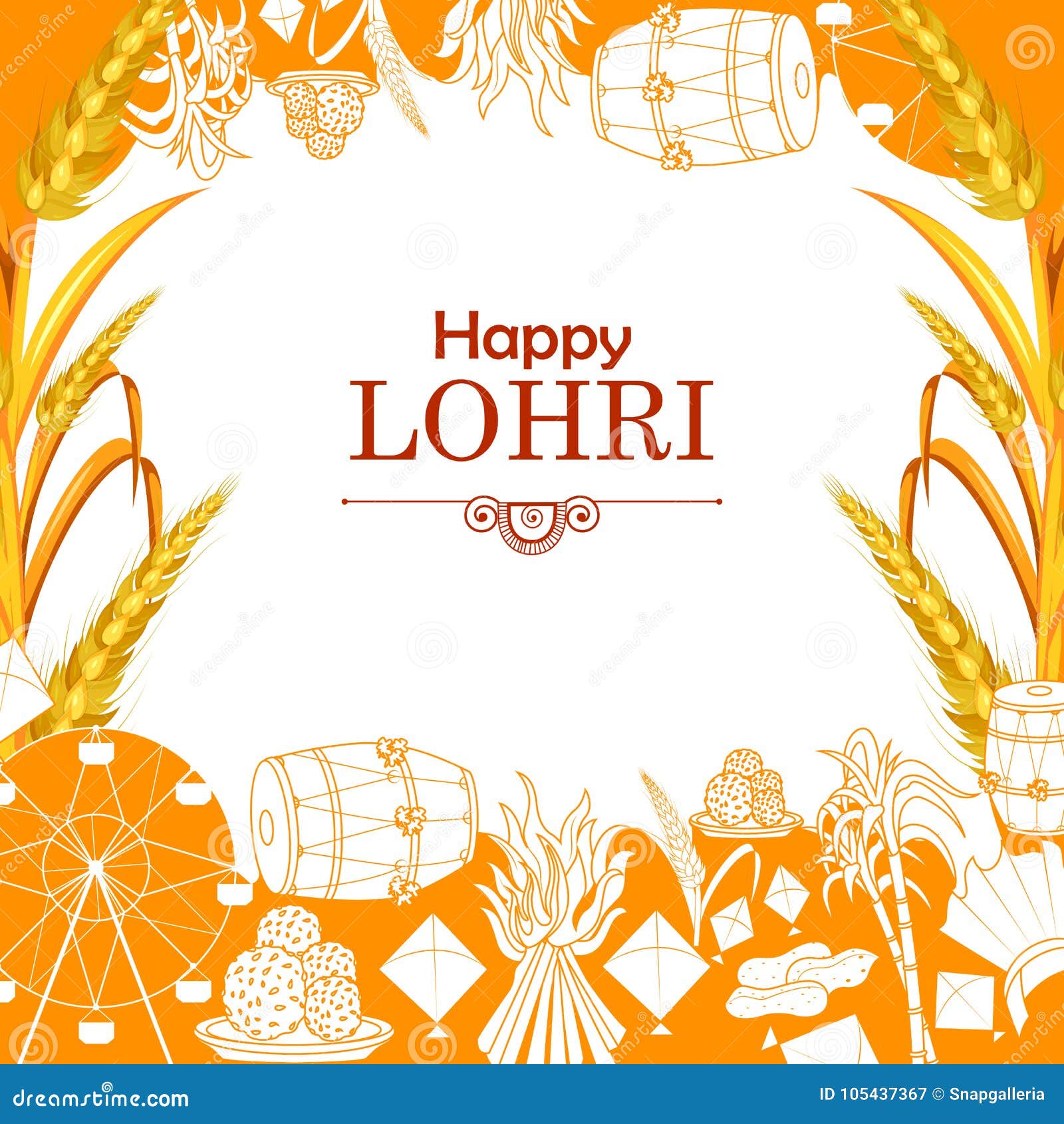 Happy Lohri Festival of Punjab India Background Stock Vector - Illustration  of bonfire, celebration: 105437367