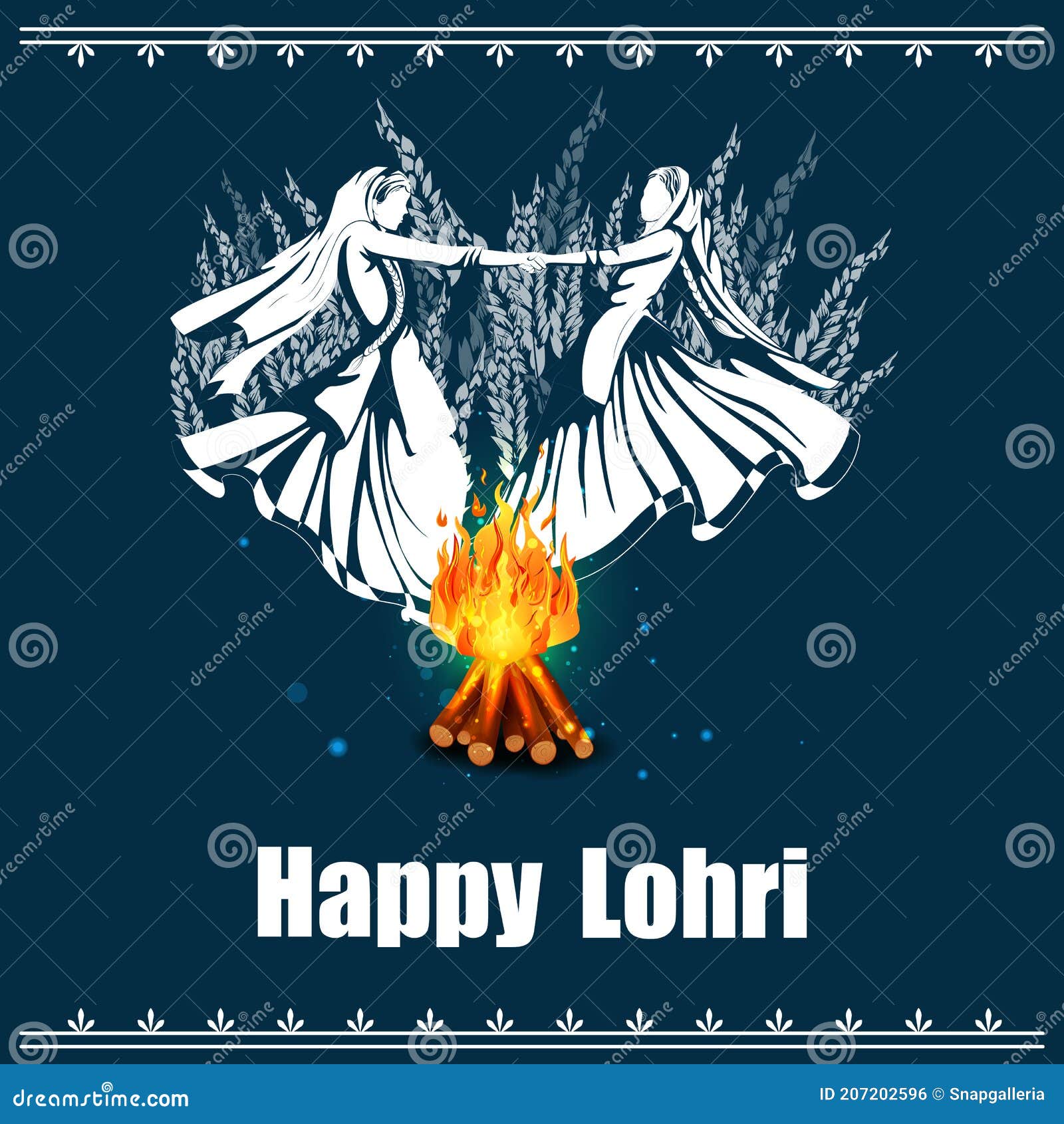 Happy Lohri Festival of Punjab India Background Stock Illustration -  Illustration of ritual, vaisakhi: 207202596