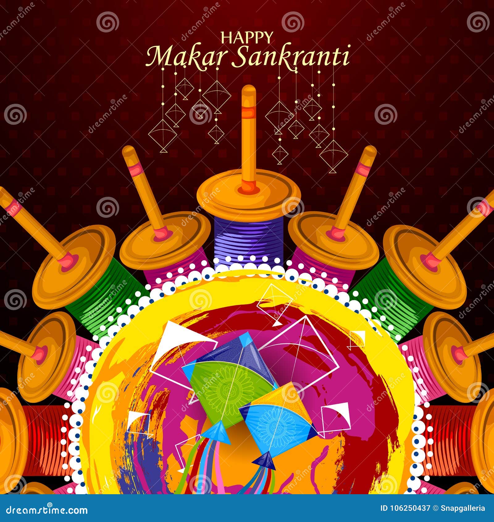 Happy Makar Sankranti Background with Colorful Kite Stock Vector -  Illustration of ceremony, ethnic: 106250437