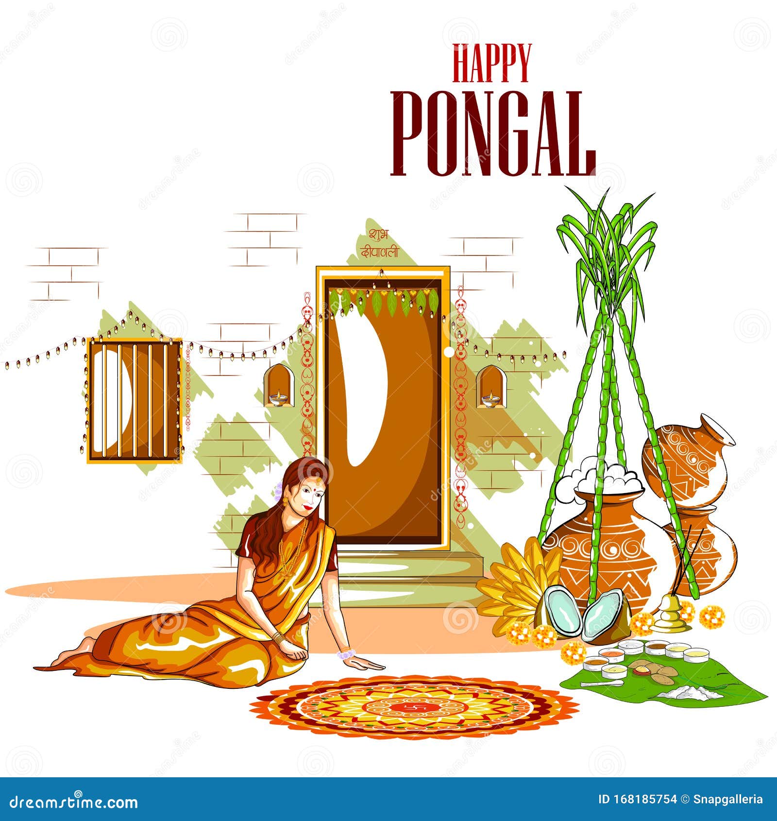 Happy Pongal Festival of Tamil Nadu India Background Stock Vector -  Illustration of kite, background: 168185754