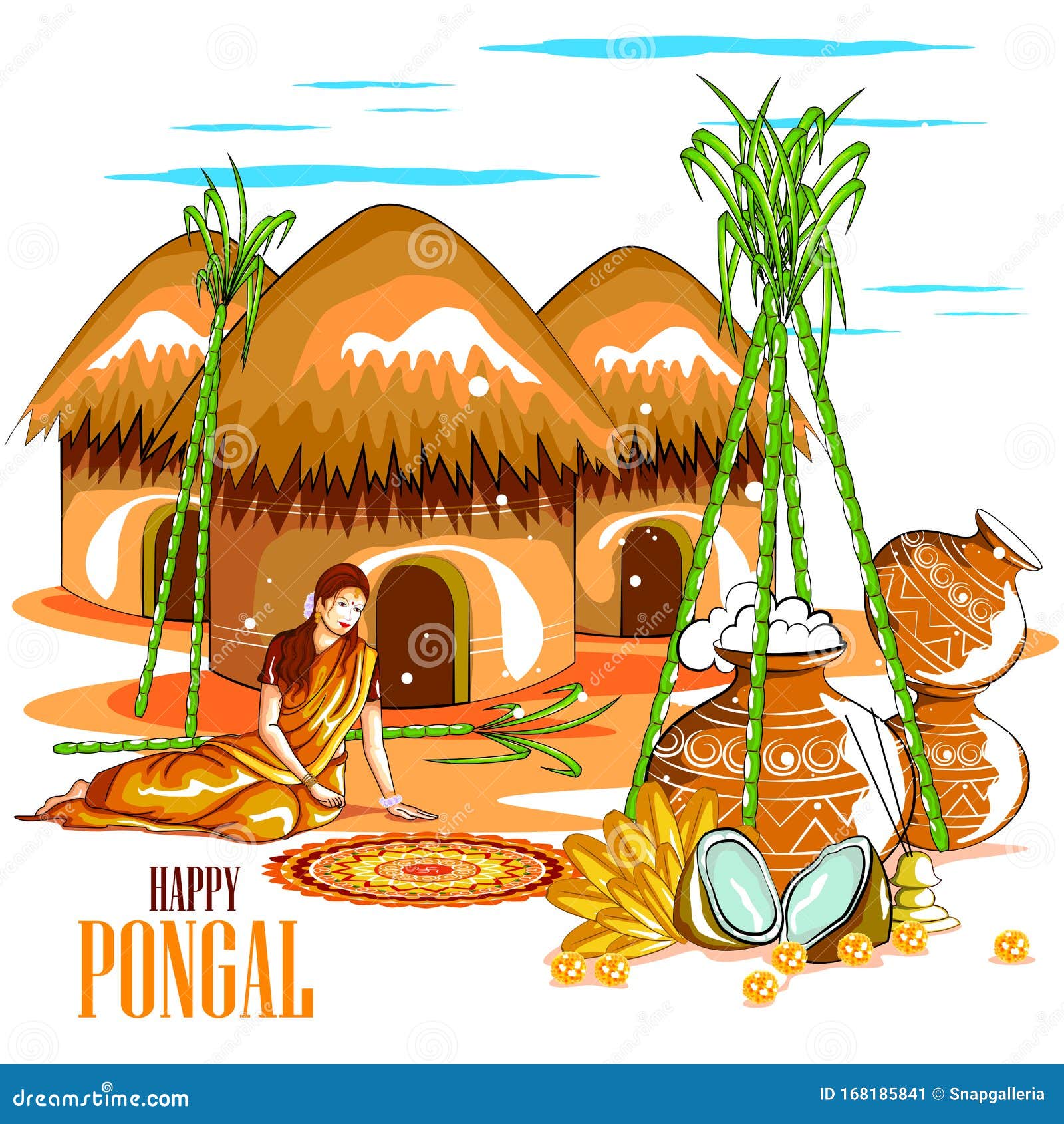 Happy Pongal Festival of Tamil Nadu India Background Stock Vector -  Illustration of festival, decorative: 168185841