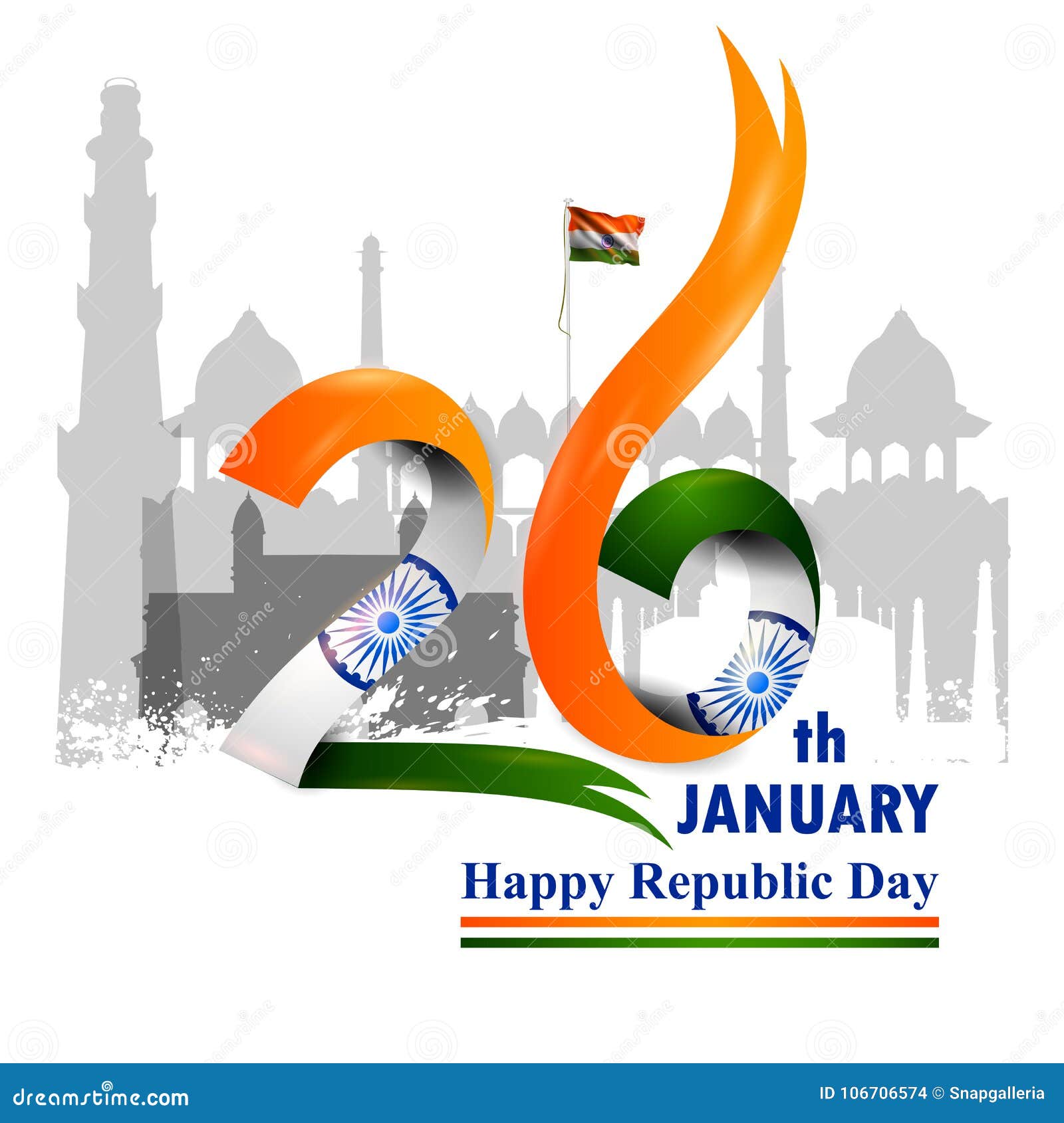 Happy Republic Day of India Tricolor Background for 26 January Stock Vector  - Illustration of india, hindustan: 106706574