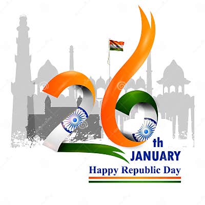 Happy Republic Day of India Tricolor Background for 26 January Stock ...