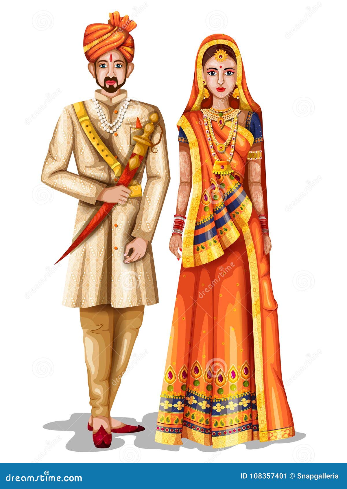 Rajasthani Wedding Couple in Traditional Costume of Rajasthan, India ...