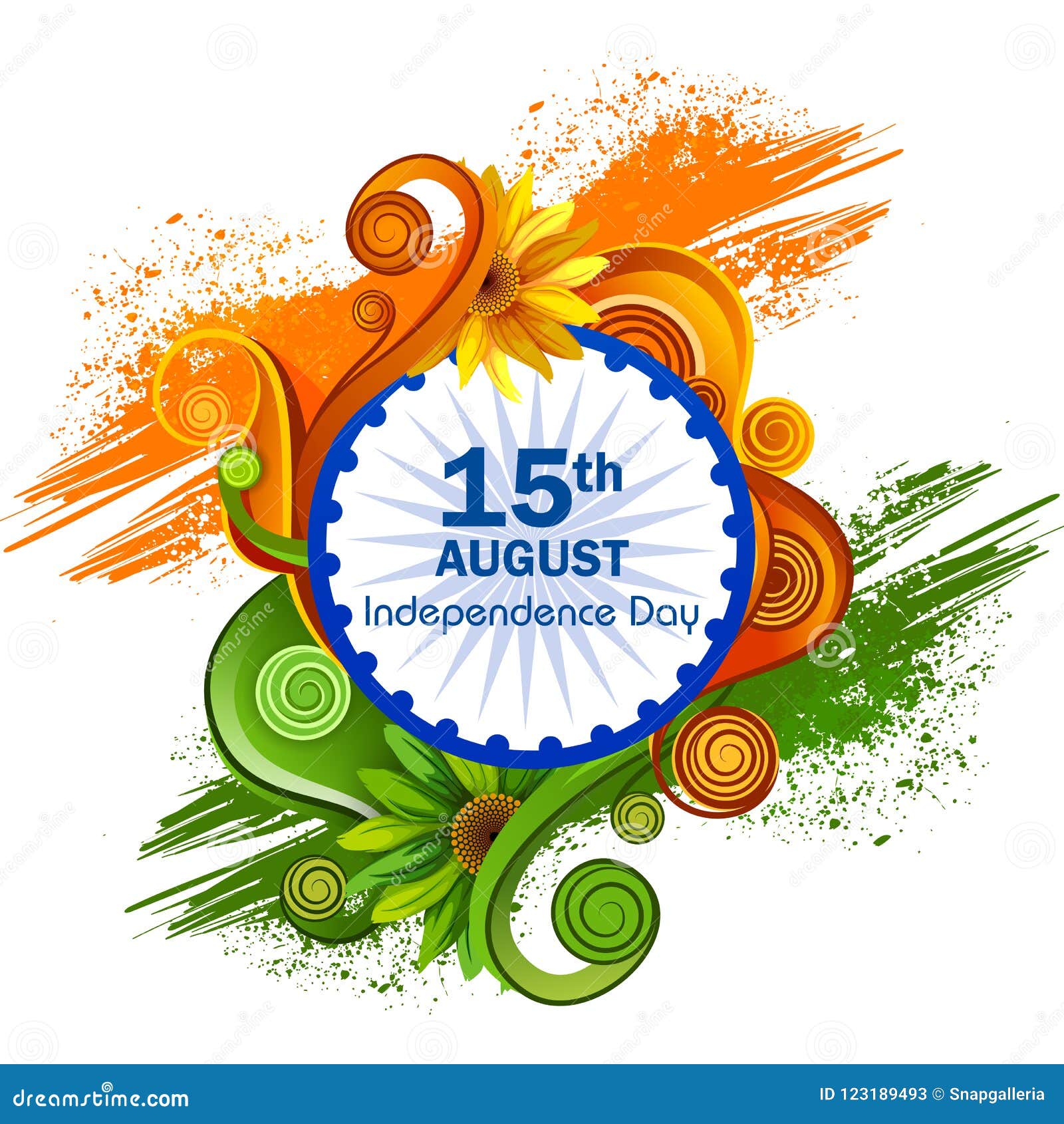 Splash of Indian Flag on Happy Independence Day of India Background Stock  Vector - Illustration of january, green: 123189493