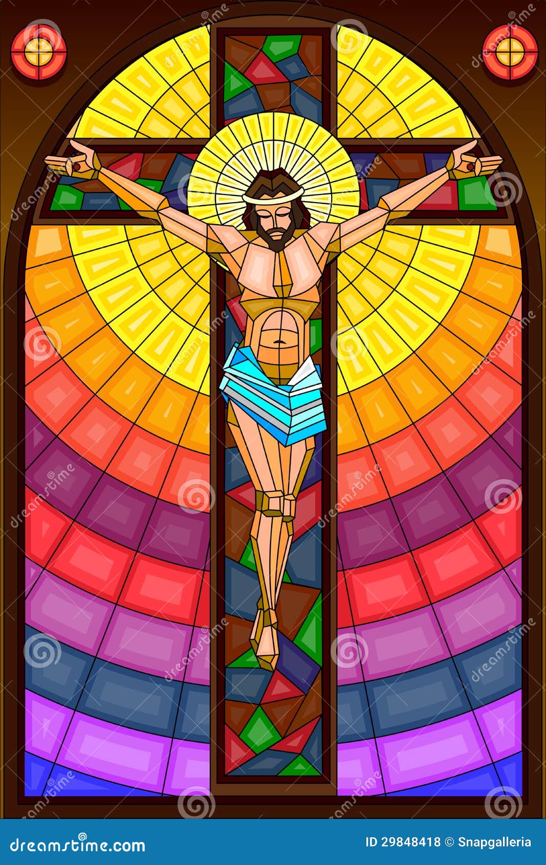 Stained Glass Painting Of Crucifixion Royalty Free Stock 
