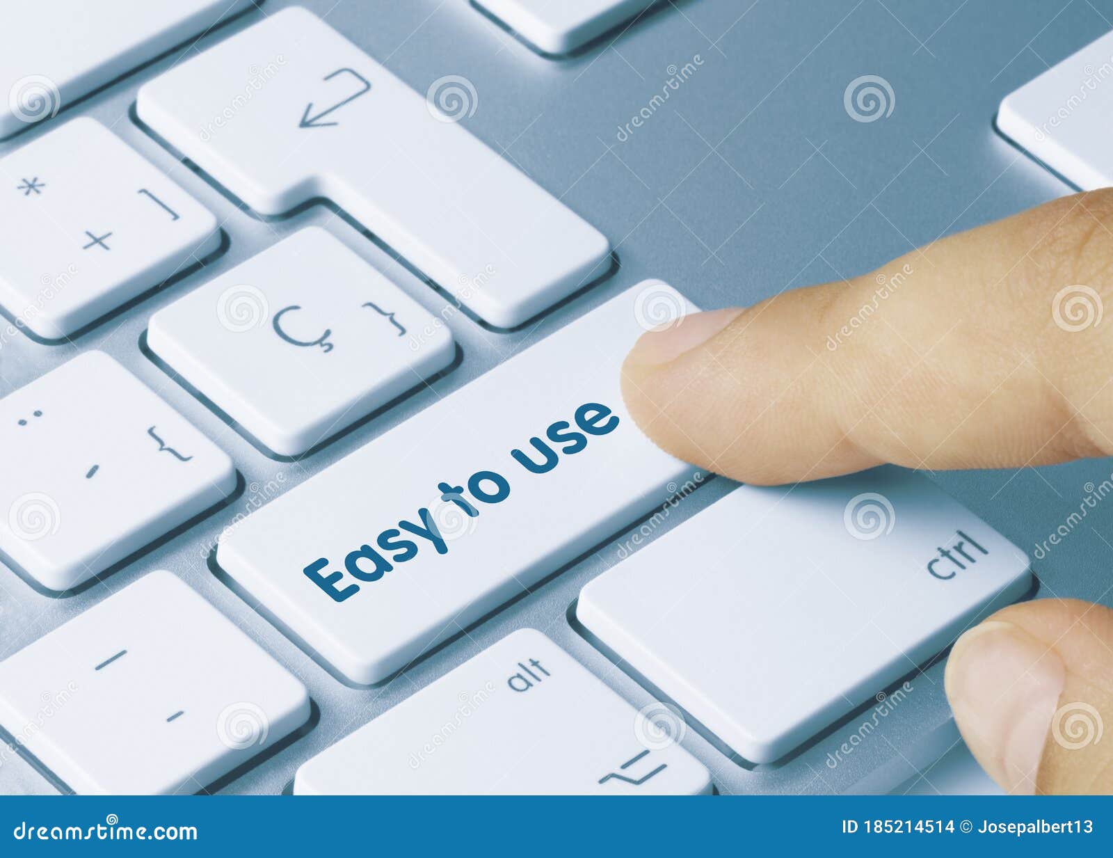 easy to use - inscription on blue keyboard key