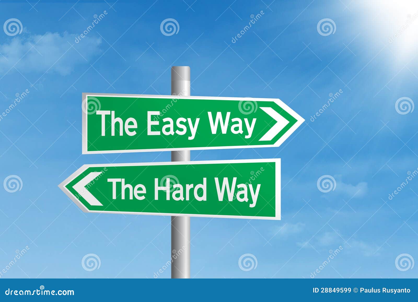 easy vs hard way road sign