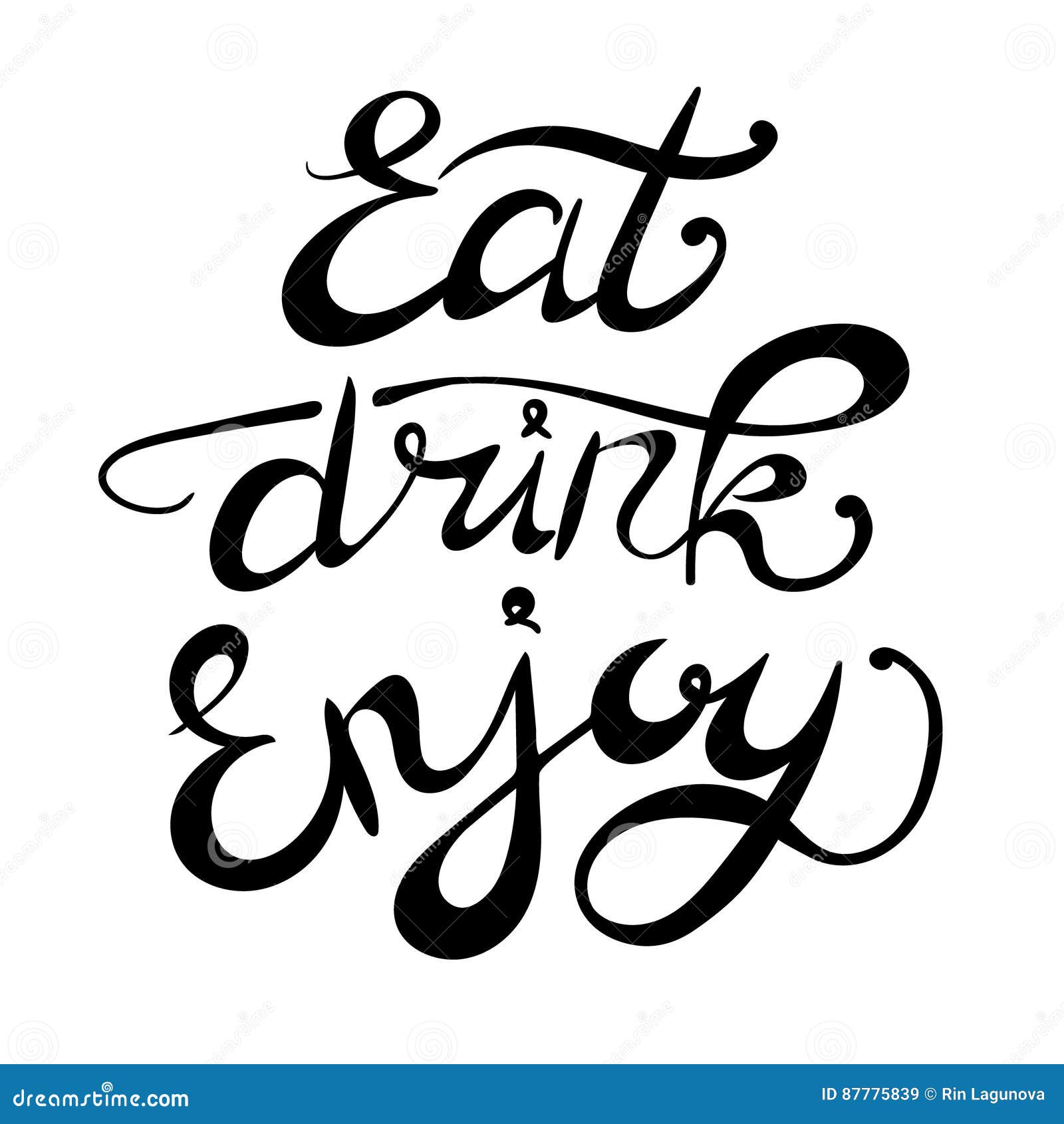 `Eat Drink Enjoy` VECTOR Hand Drawn Letters Stock Vector Illustration