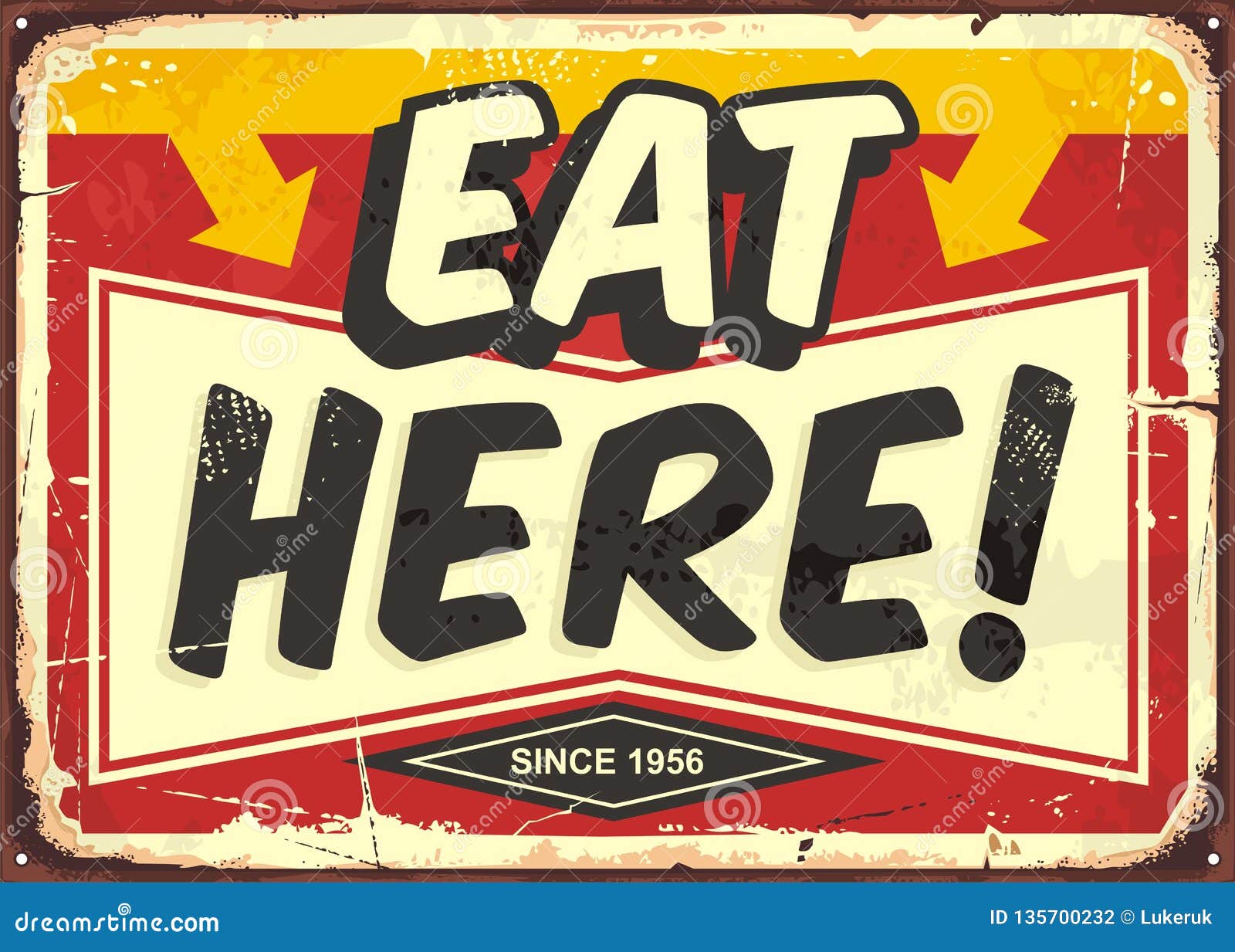 eat here vintage restaurant tin sign