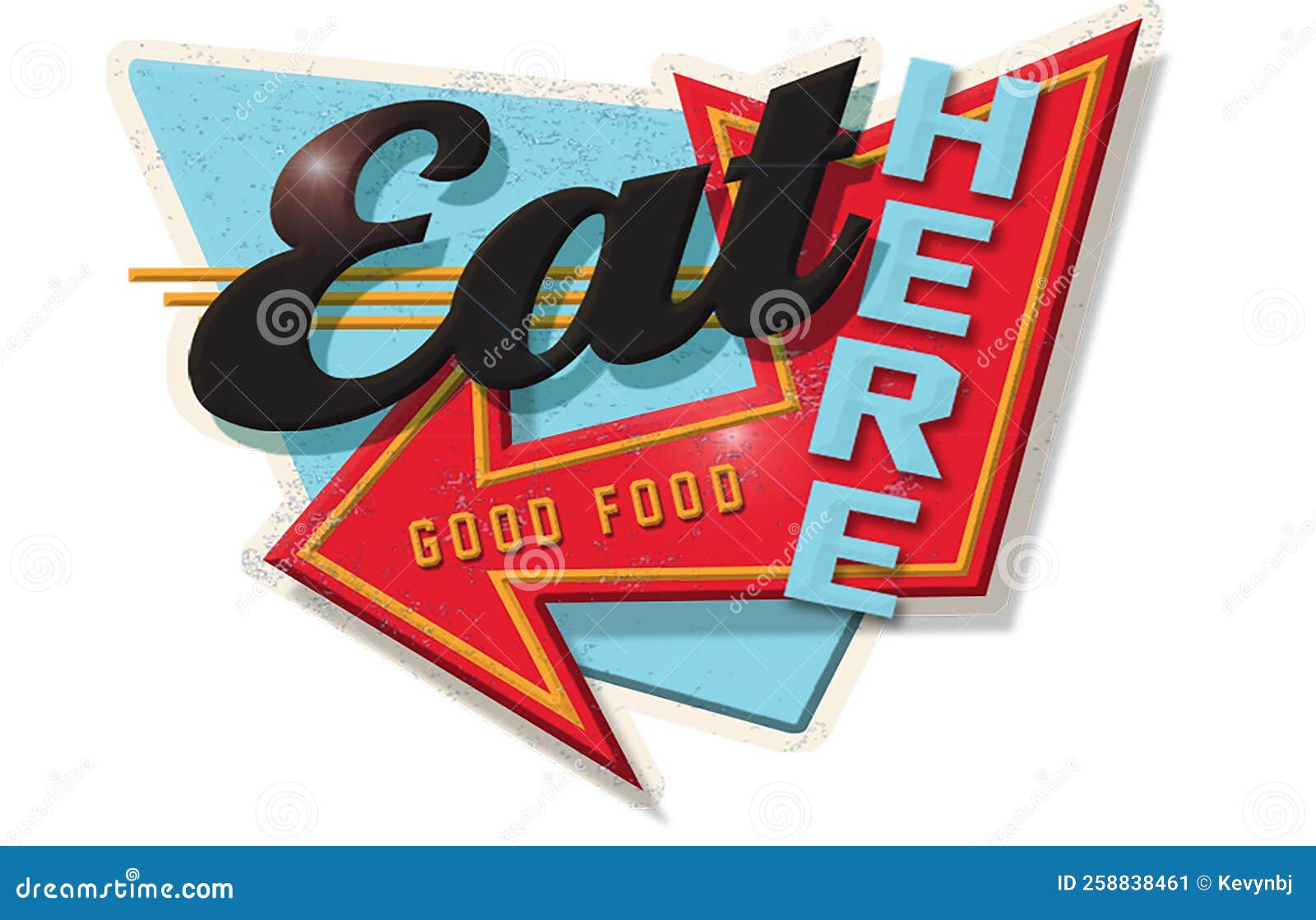 eat here vintage sign with arrow 50s diner style