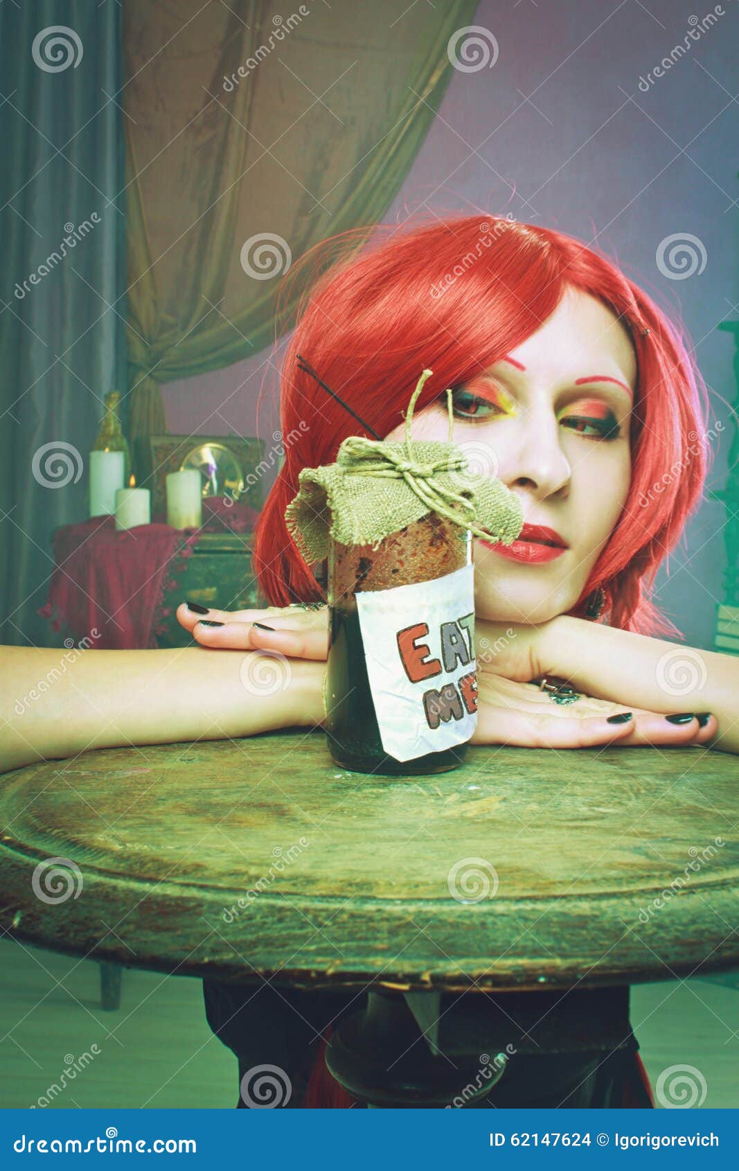 Eat me stock photo. Image of fantasy, bottle, grow, table - 62147624