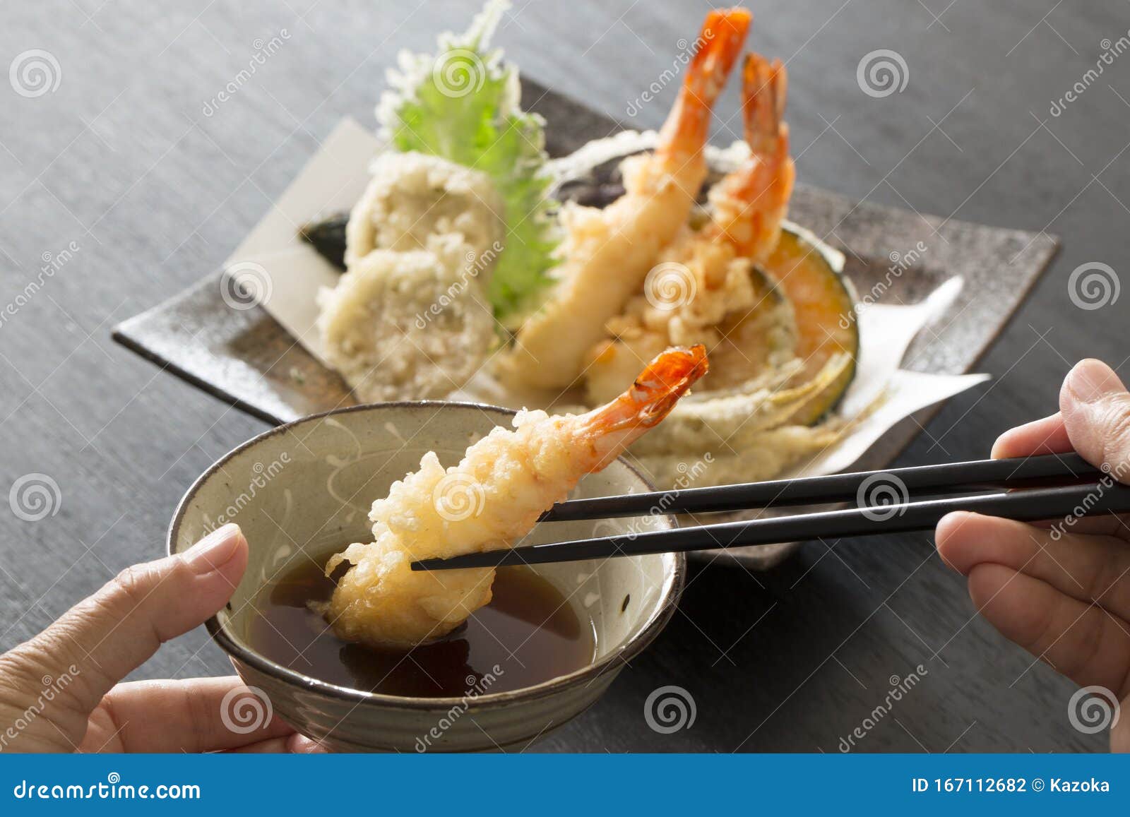 Eat shrimp tempura stock photo. Image of shellfish, shrimp - 167112682