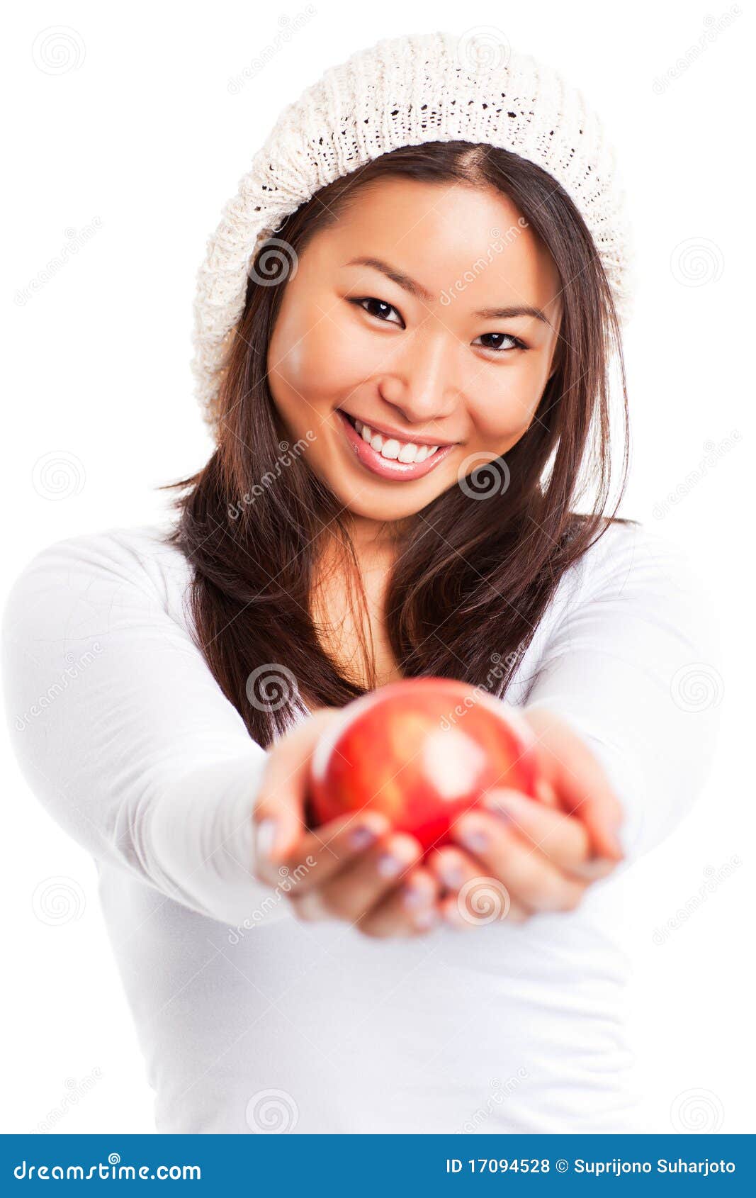 Eating apple stock photo. Image of white, young, happy 17094528
