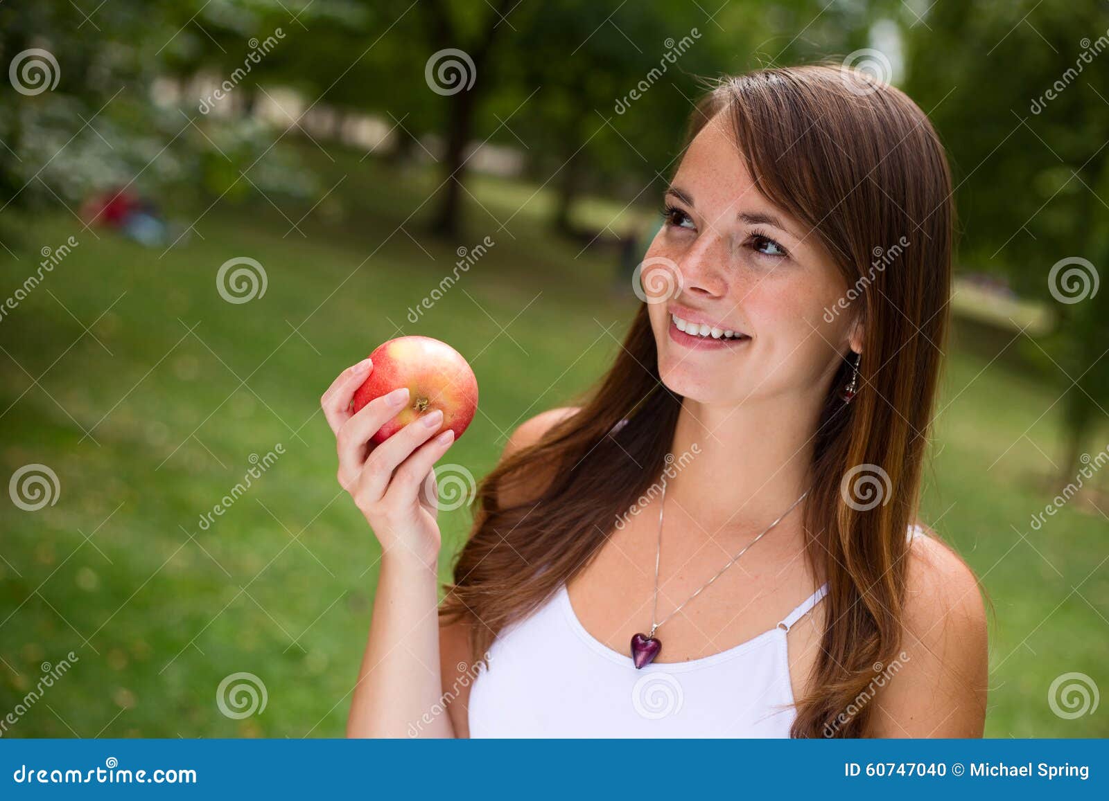 Eating apple stock photo. Image of female, leisure, enjoy 60747040