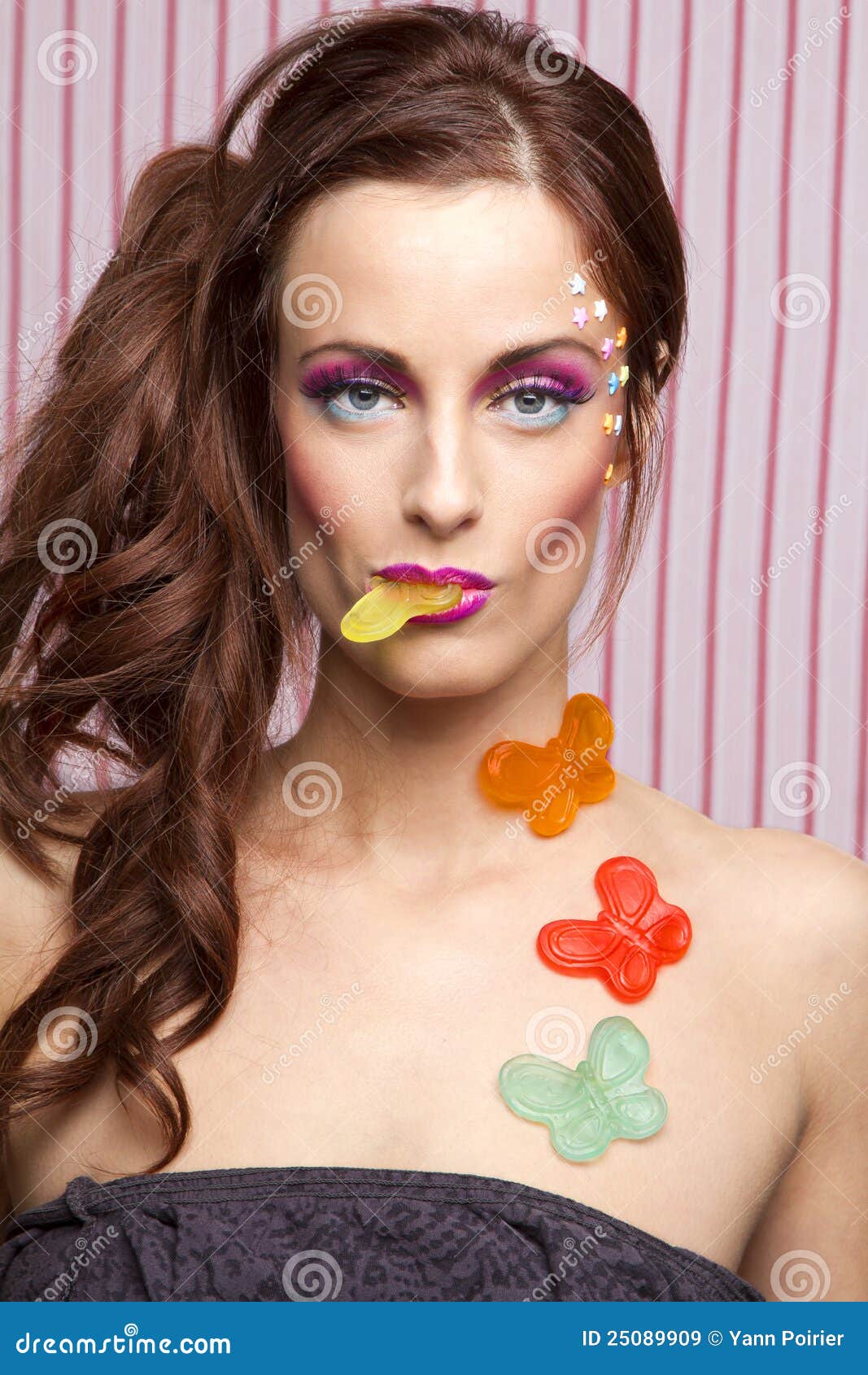 Eating the butterfly stock image. Image of woman, model 25089909
