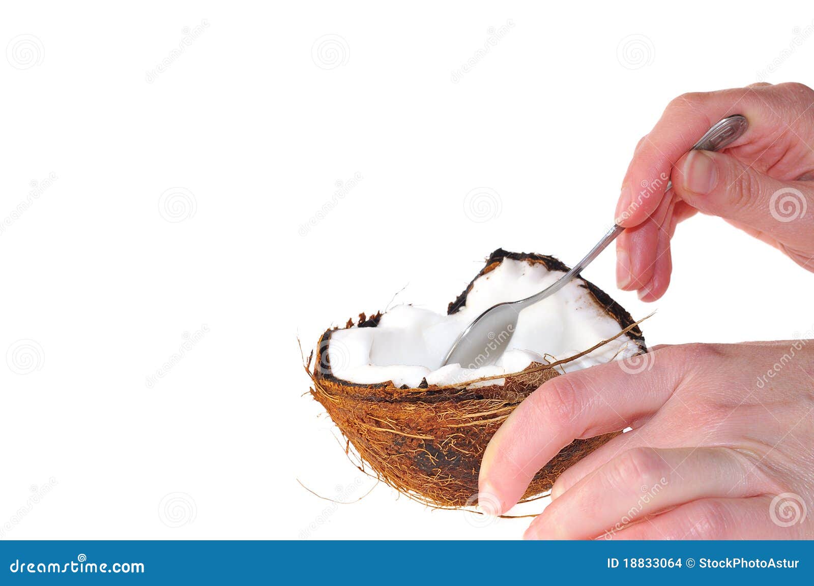 Eating a coconut. stock photo. Image of water, tropical 18833064