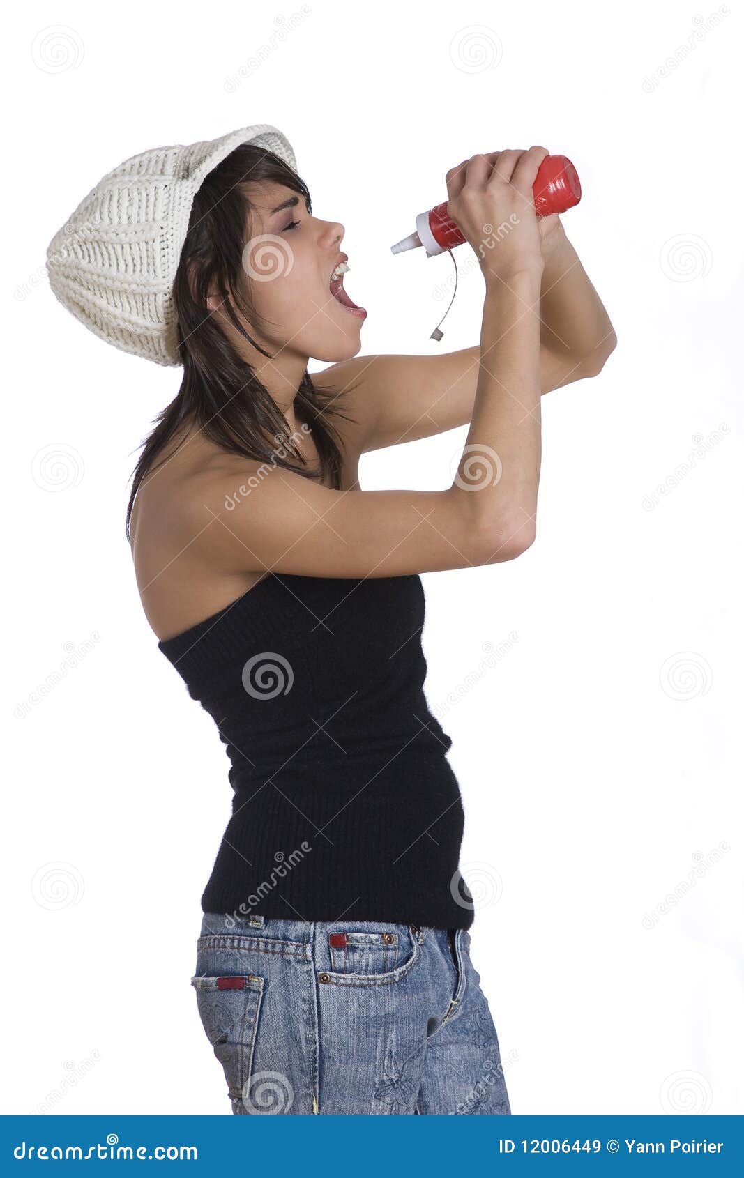 Eating Ketchup stock image. Image of pretty, laughing 12006449