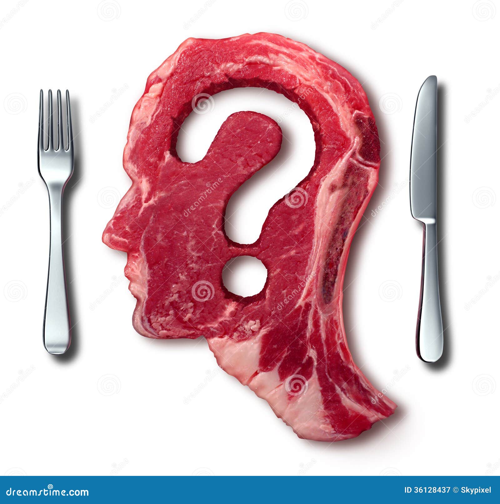 Eating meat questions concept or diet and nutrition decisions as a red ...