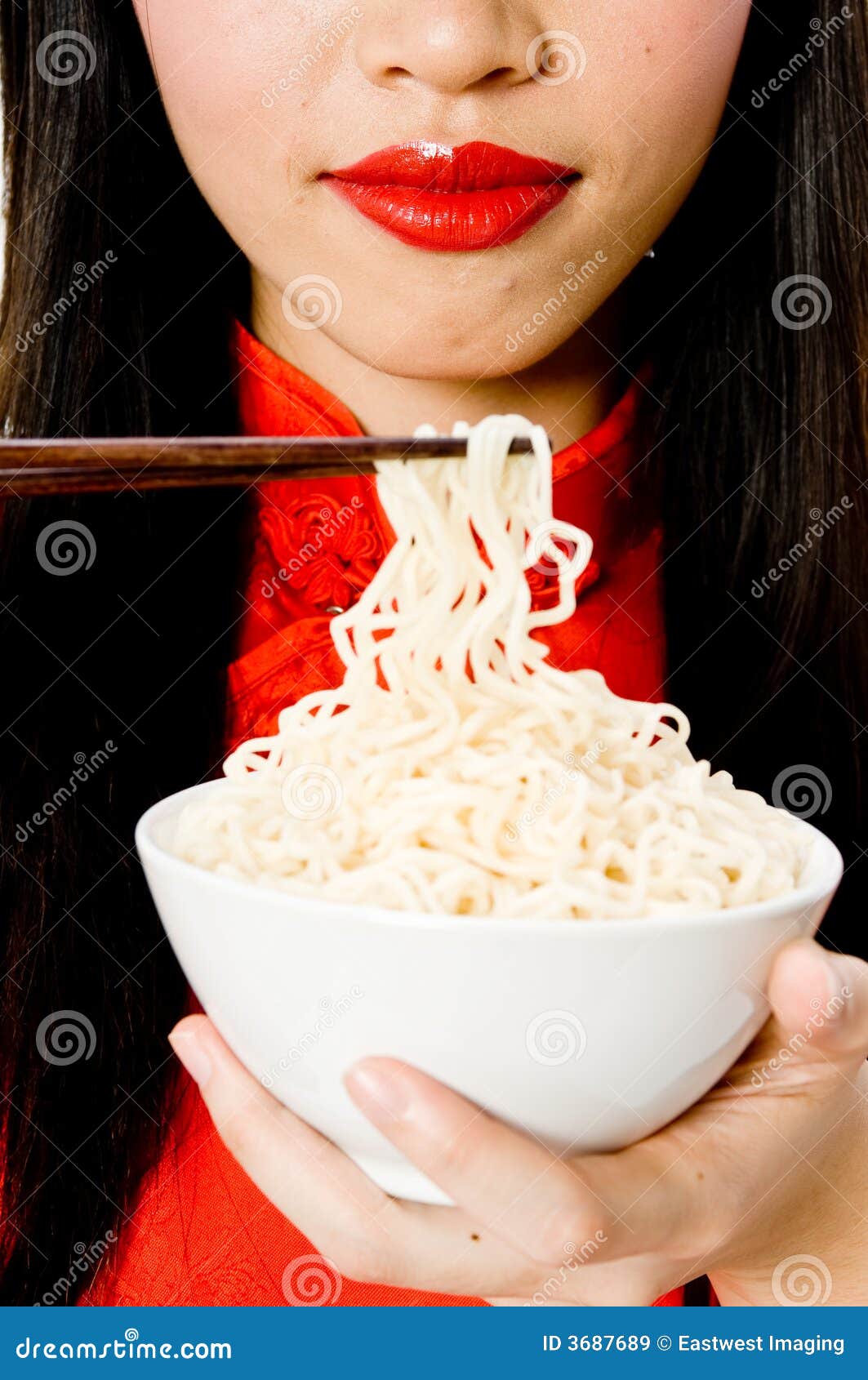 Eating noodles stock image. Image of model, pose, meal 3687689