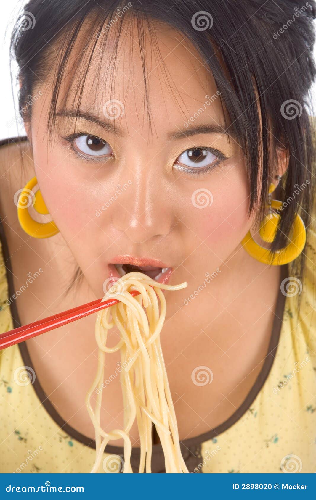 Eating Noodles with Chopsticks Stock Photo Image of attractive